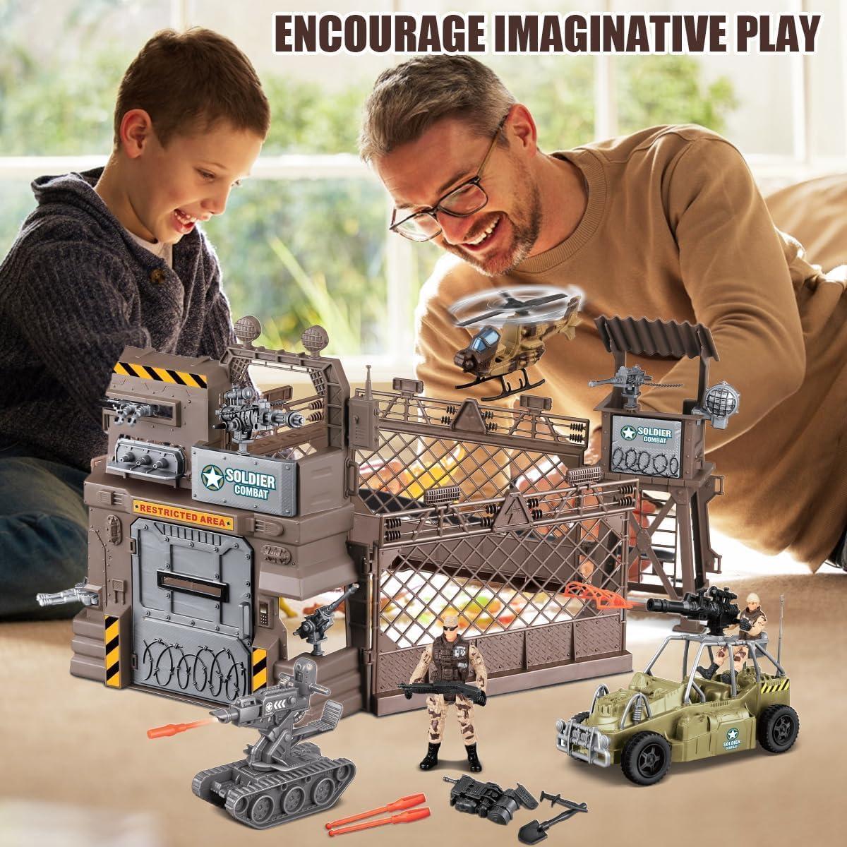 Juego de Juguetes Militares Fisca - 30 Piezas con Vehículos y Soldados