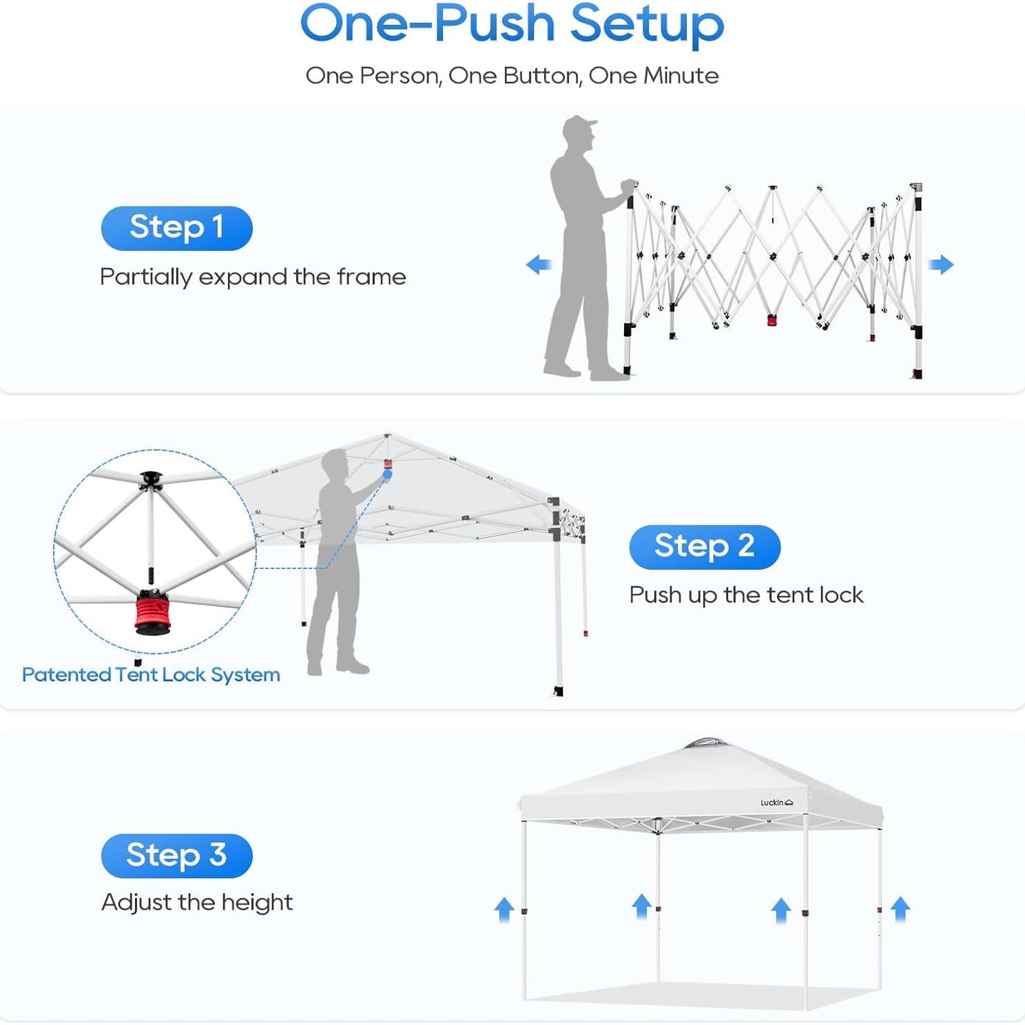 Carpa Plegable LuckIn 3x3m Resistente UV 50+ para Eventos
