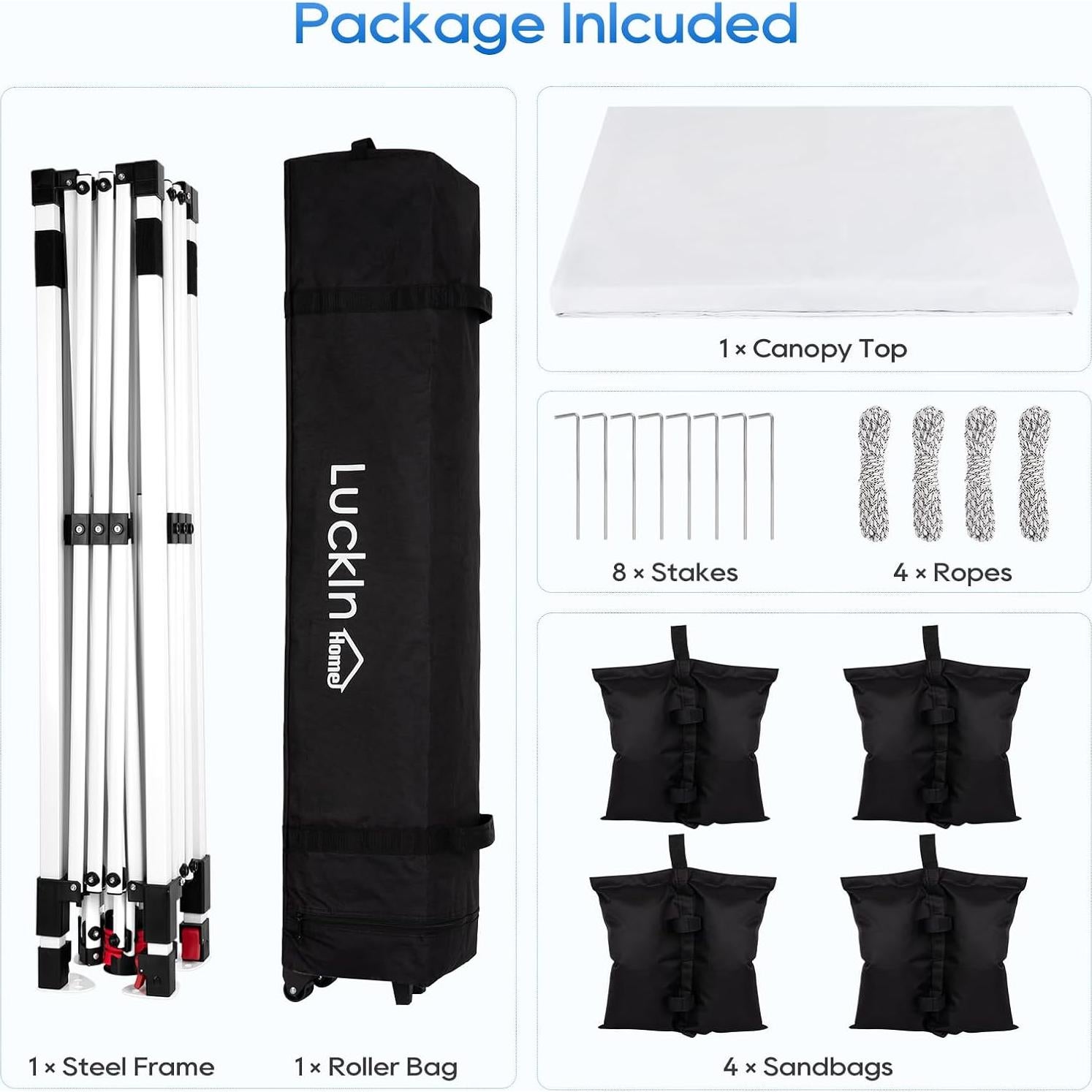 Carpa Plegable LuckIn 3x3m Resistente UV 50+ para Eventos