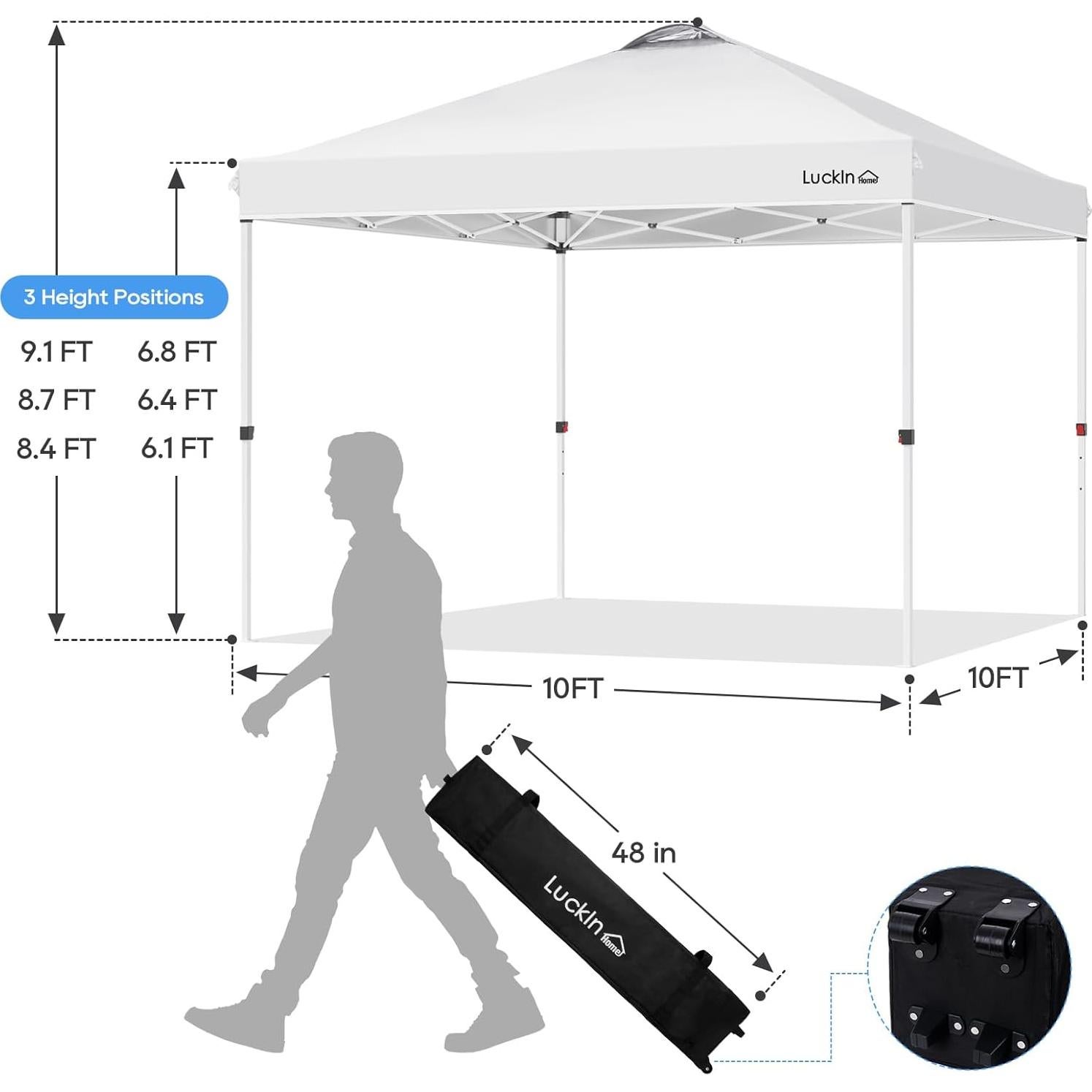 Carpa Plegable LuckIn 3x3m Resistente UV 50+ para Eventos
