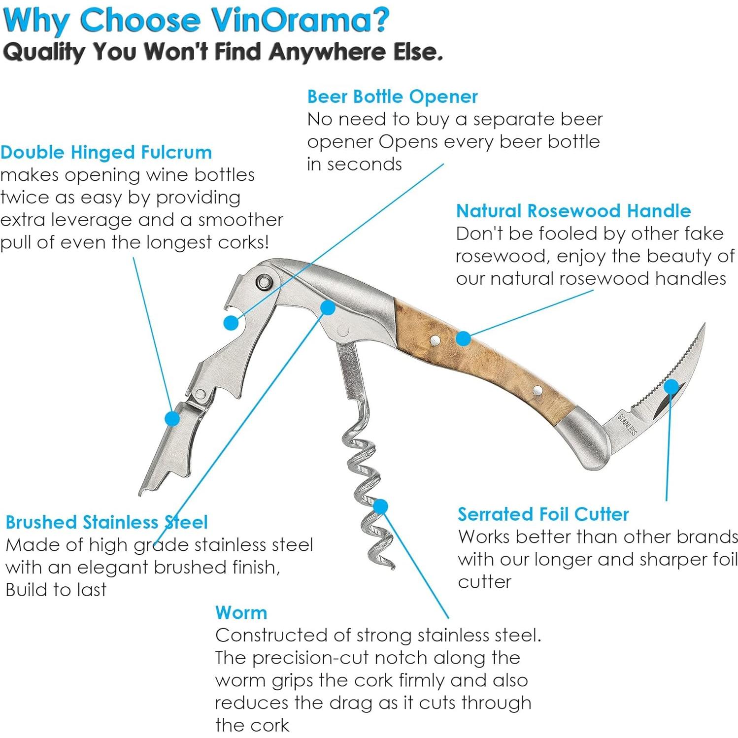 Sacacorchos 3-en-1 VinOrama con Mango de Palisandro