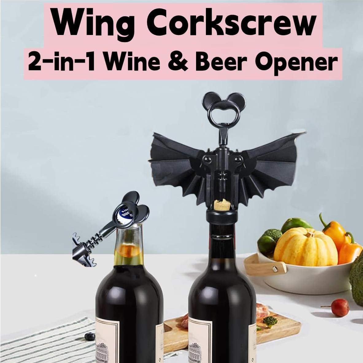 Abrebotellas 2-en-1 LVSENLIN Murciélago Metal Negro