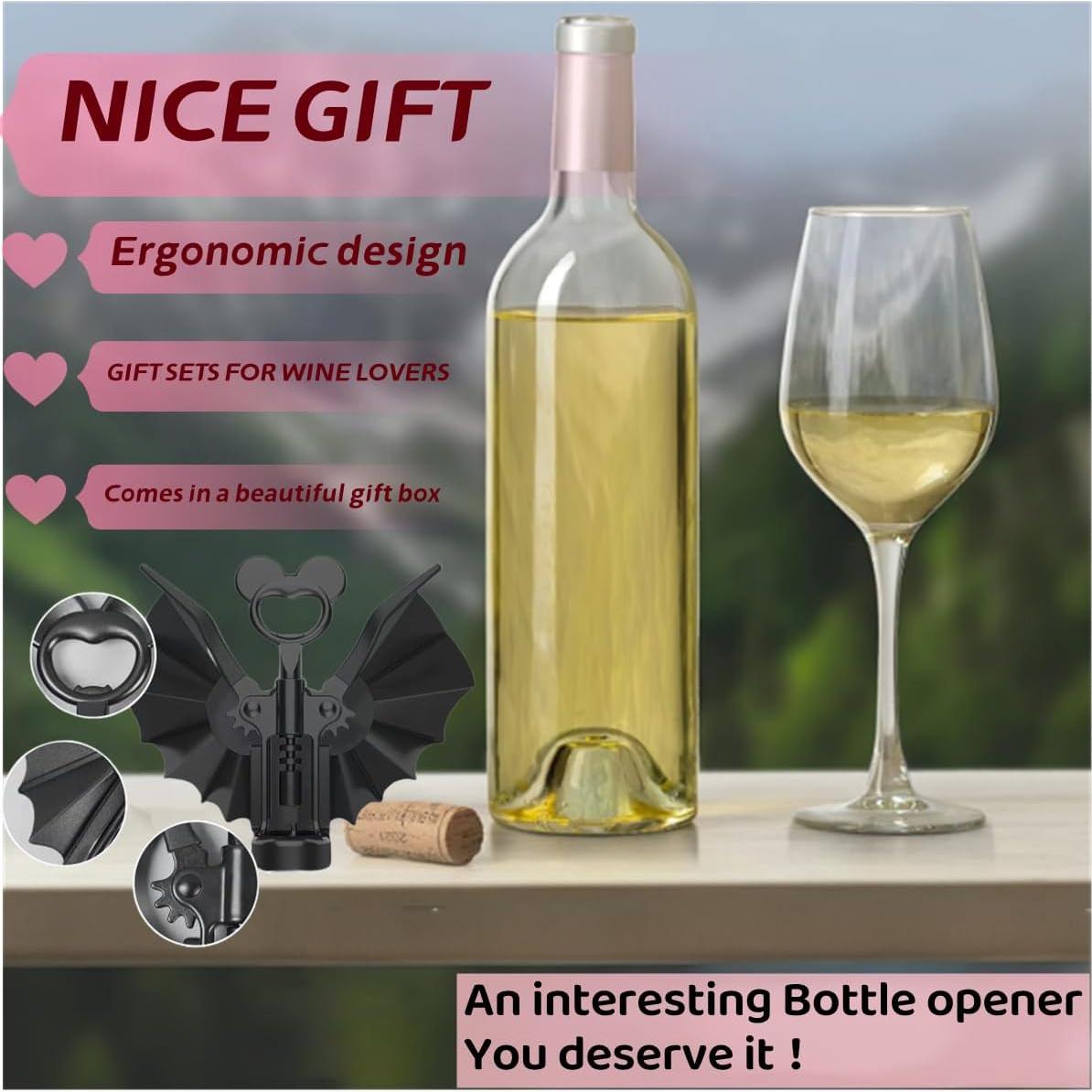 Abrebotellas 2-en-1 LVSENLIN Murciélago Metal Negro