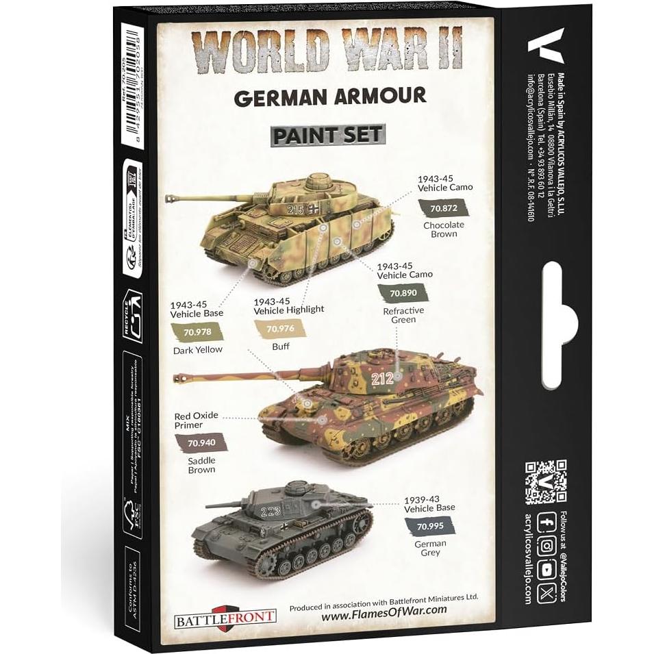 Conjunto de Pintura Acrílica Vallejo Blindaje Alemán WWII 6x17ml