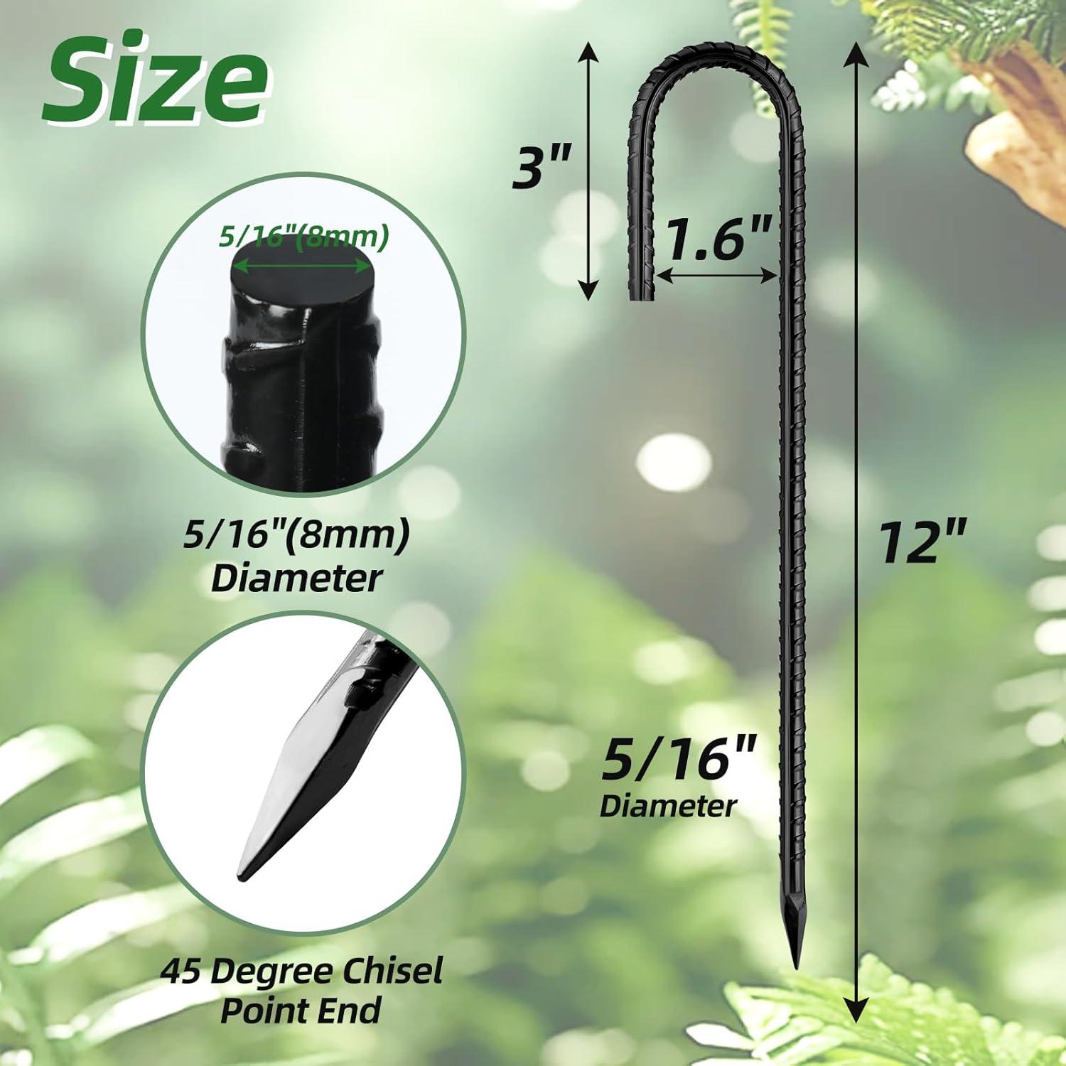 Estacas de Rebar Besitu 30,48 cm Paquete de 16 Estacas de Metal