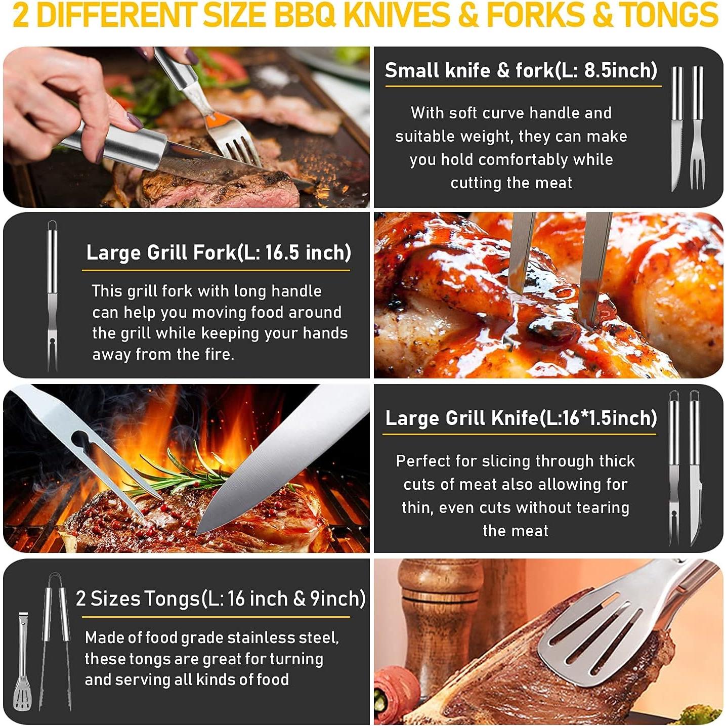 Set de BBQ 34 Piezas Taimasi Acero Inoxidable con Termómetro