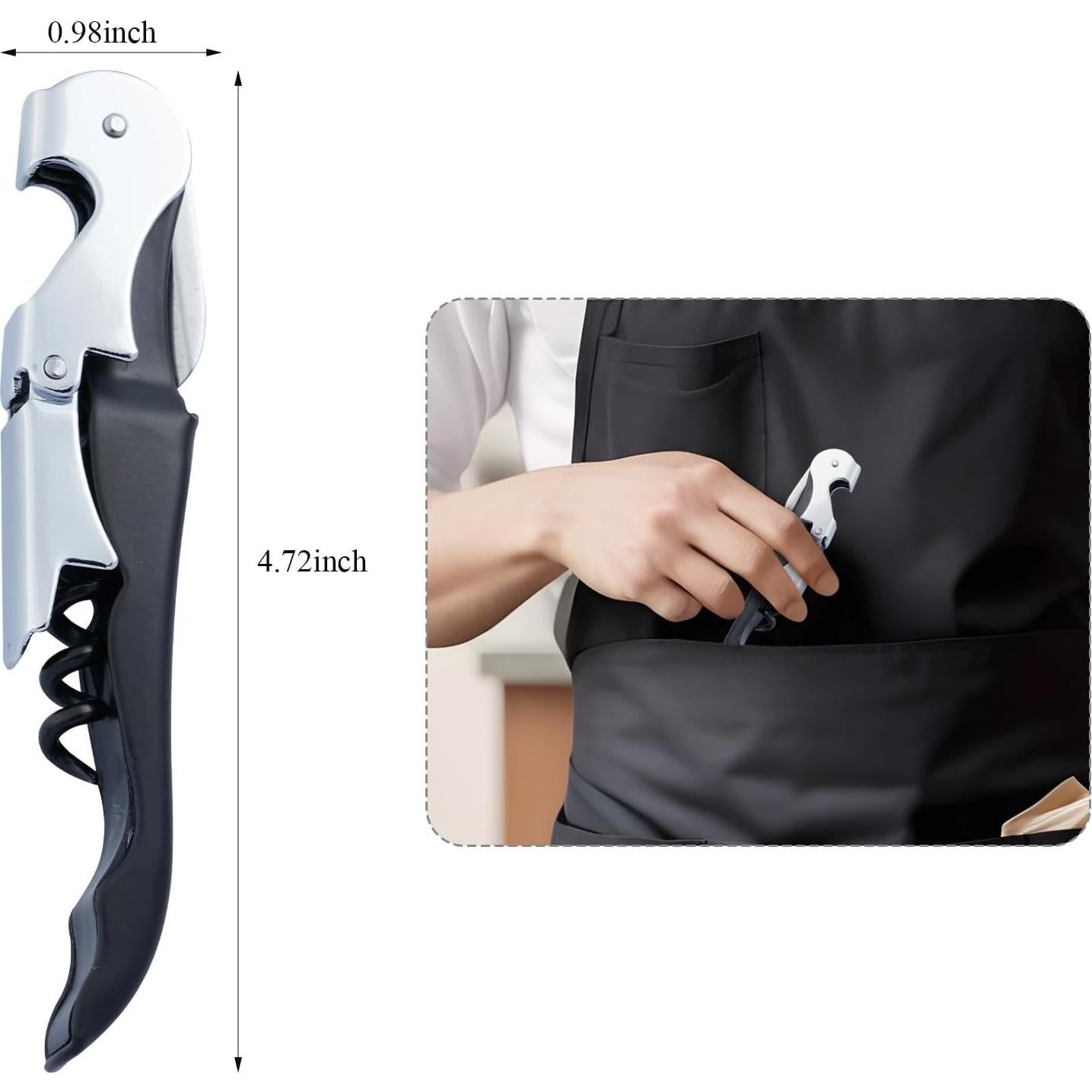 Juego de 4 Sacacorchos Flezoo de Acero Inoxidable 3 en 1