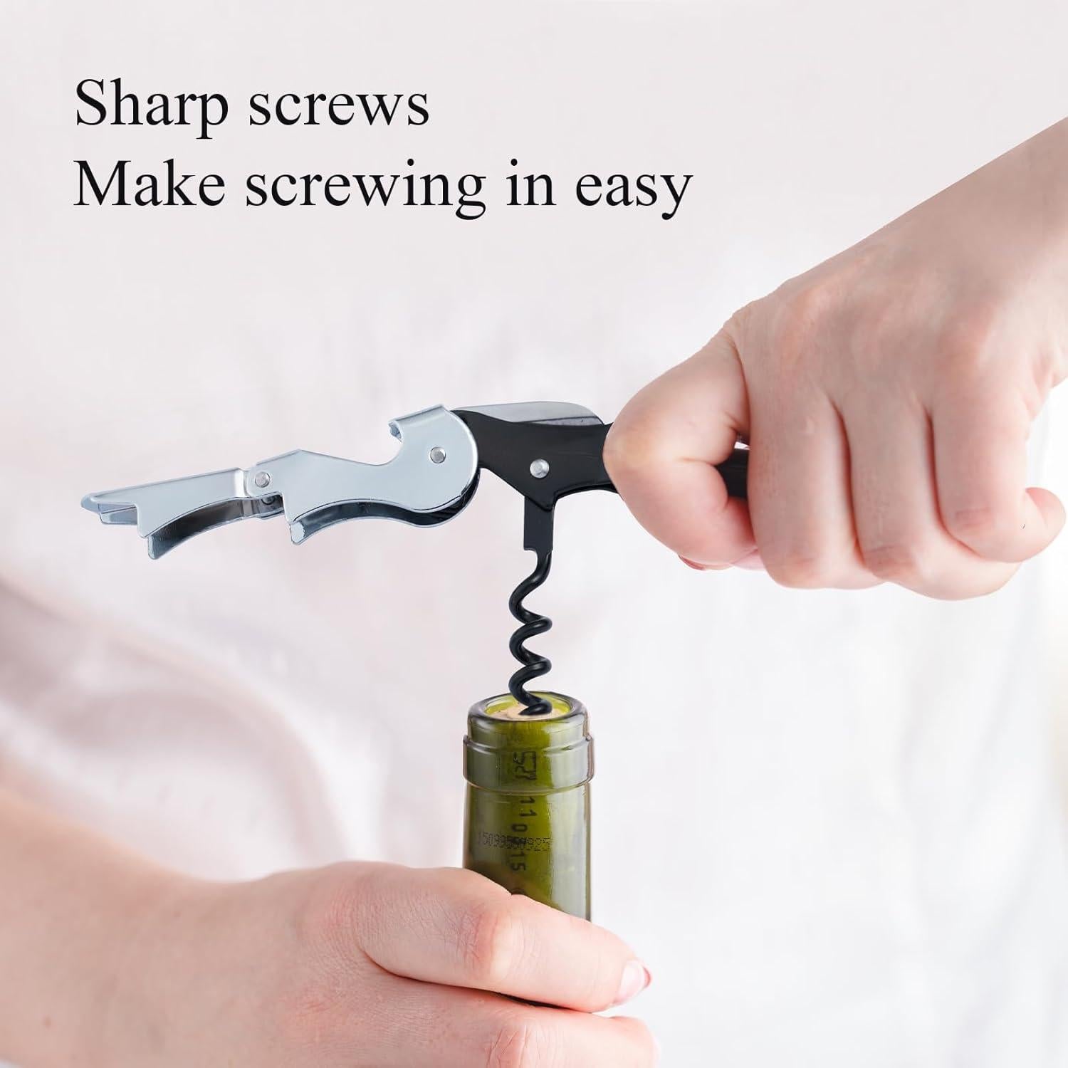 Juego de 4 Sacacorchos Flezoo de Acero Inoxidable 3 en 1