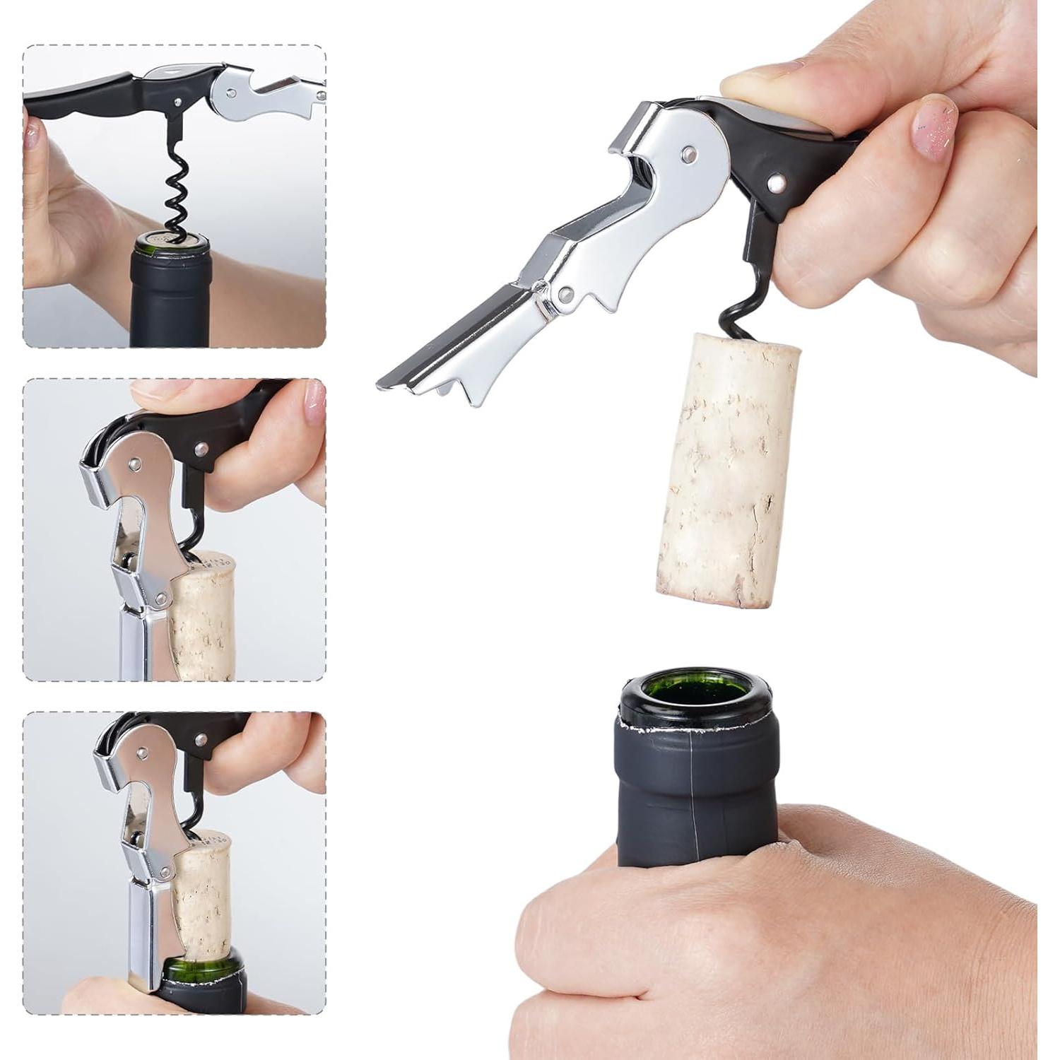 Juego de 4 Sacacorchos Flezoo de Acero Inoxidable 3 en 1