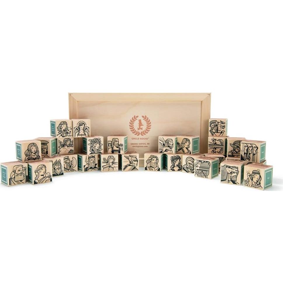 Bloques de Mitología Griega Uncle Goose - 32 Cubos de Madera