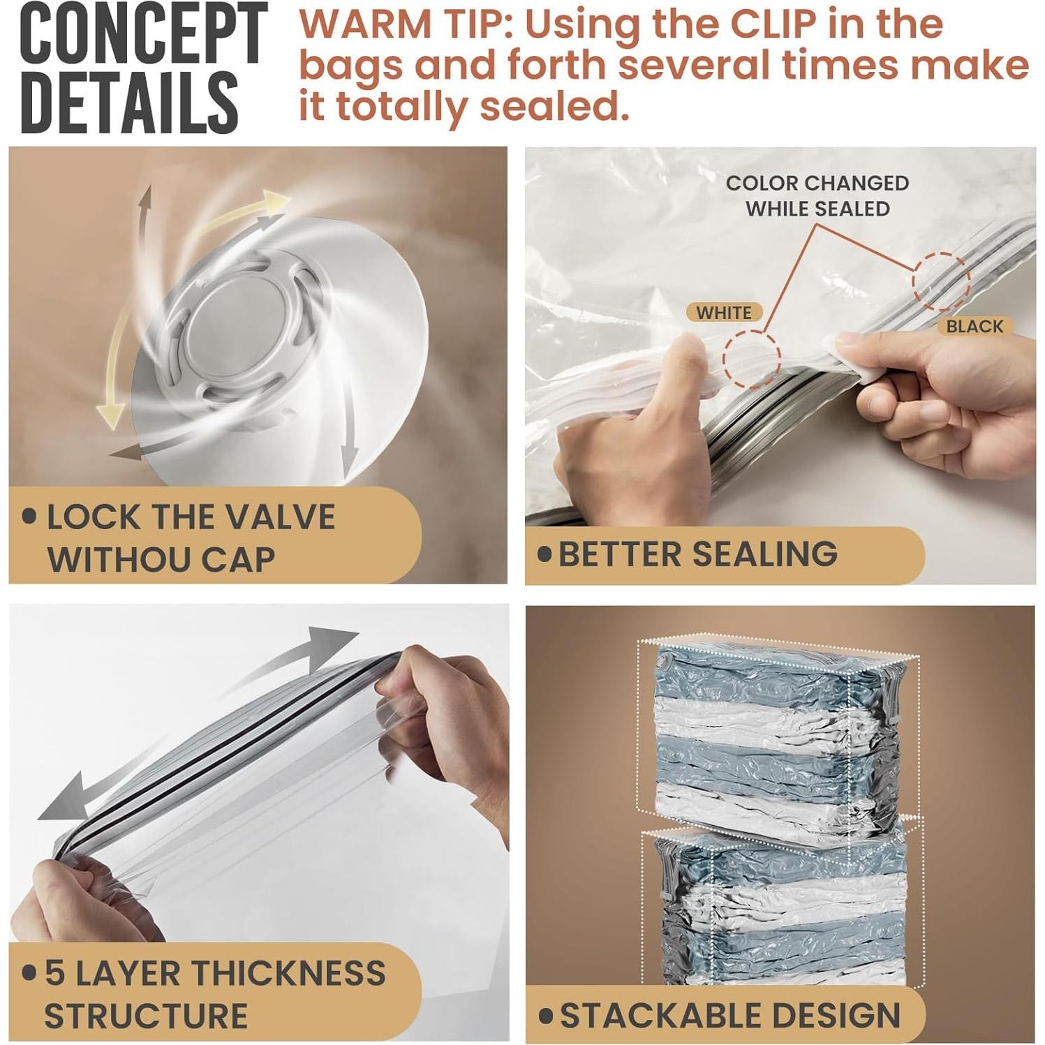 Bolsas de Almacenamiento al Vacío TAILI Jumbo 4 Pack 79x102x38 cm