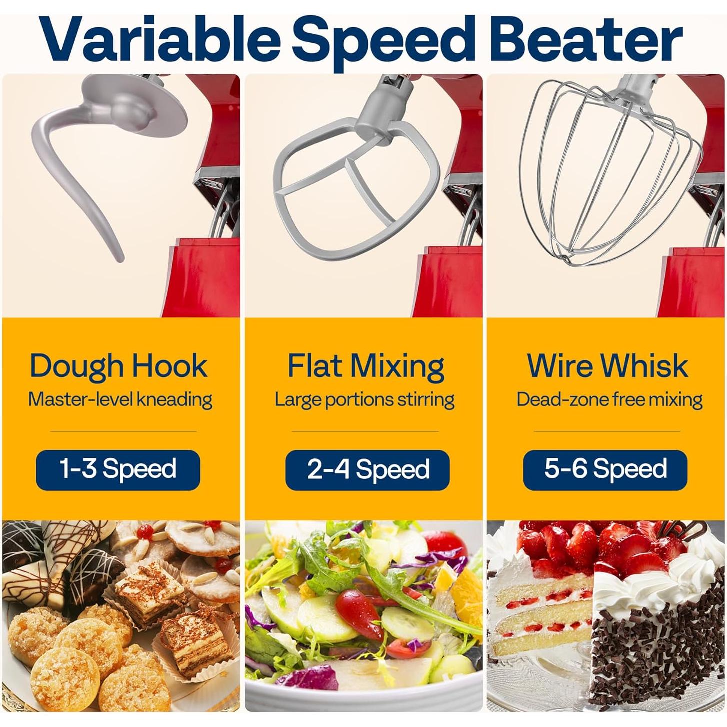 VIVOHOME Mezclador de Pie 9 en 1 7.5L Rojo Multifuncional