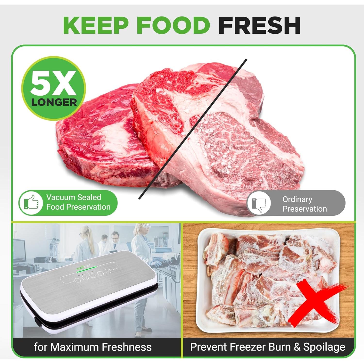 Rollos de Sellado al Vacío NutriChef 27,94x15,24m 2 Paquetes