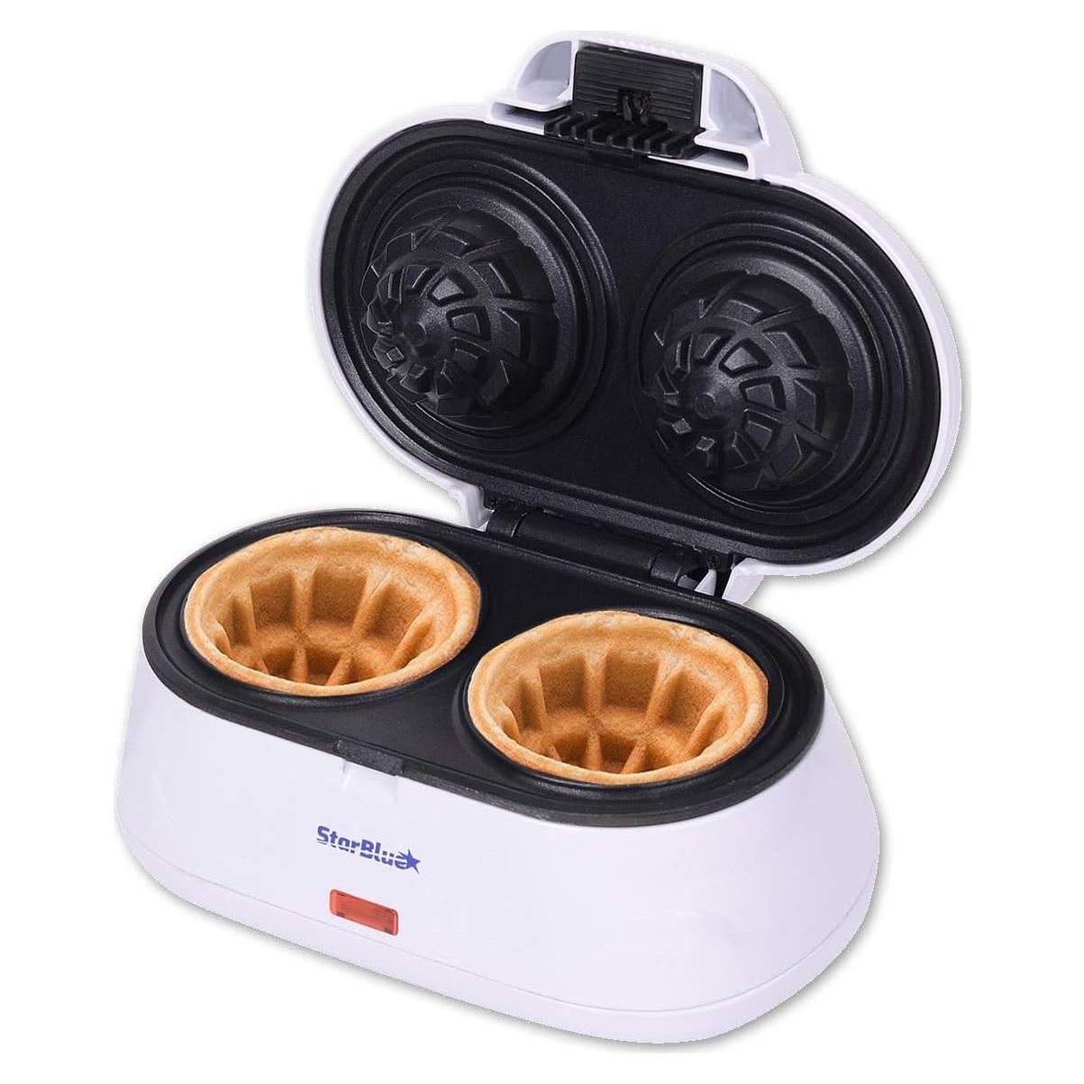 Hacedor de Tazones de Waffle Doble StarBlue - 1200W - Blanco