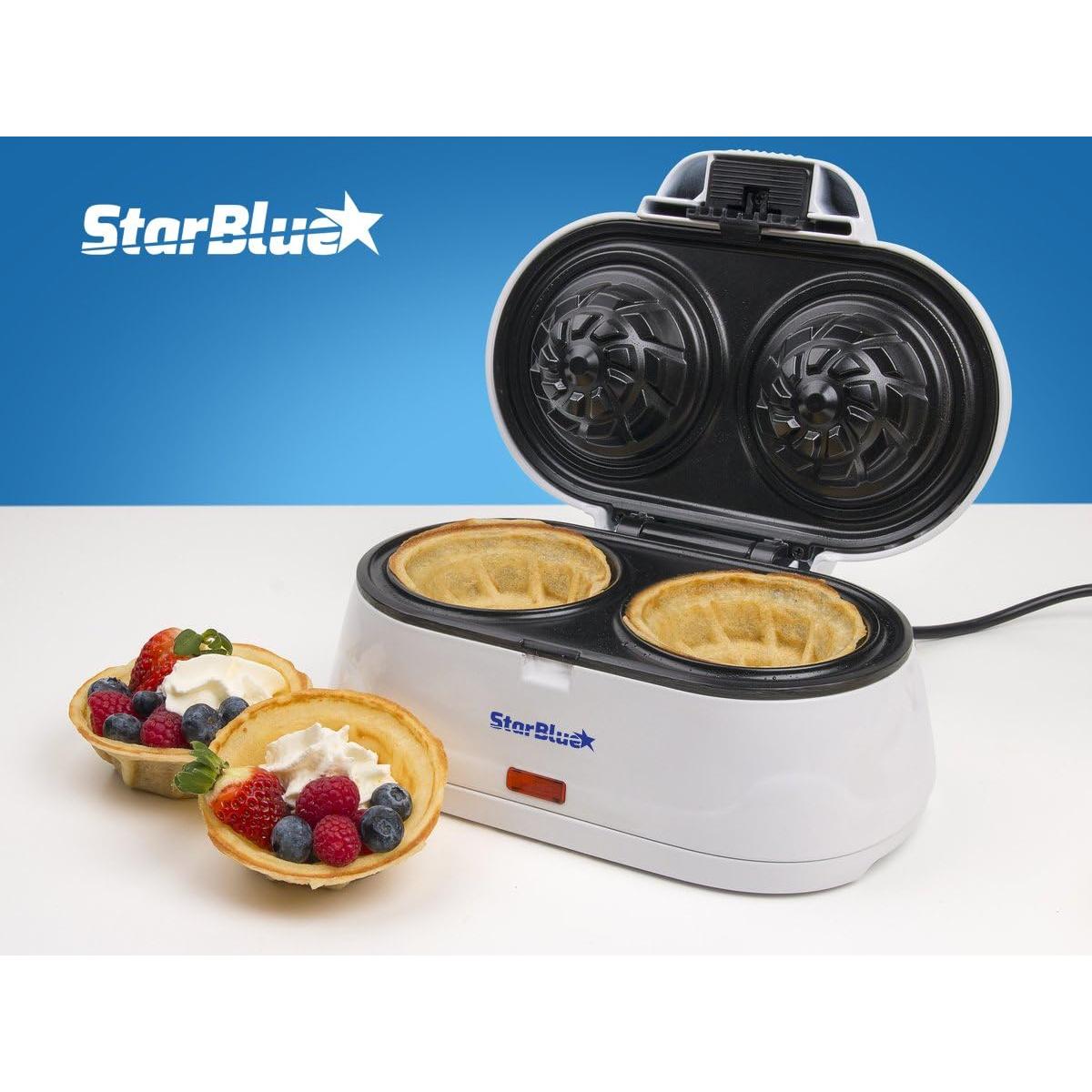 Hacedor de Tazones de Waffle Doble StarBlue - 1200W - Blanco