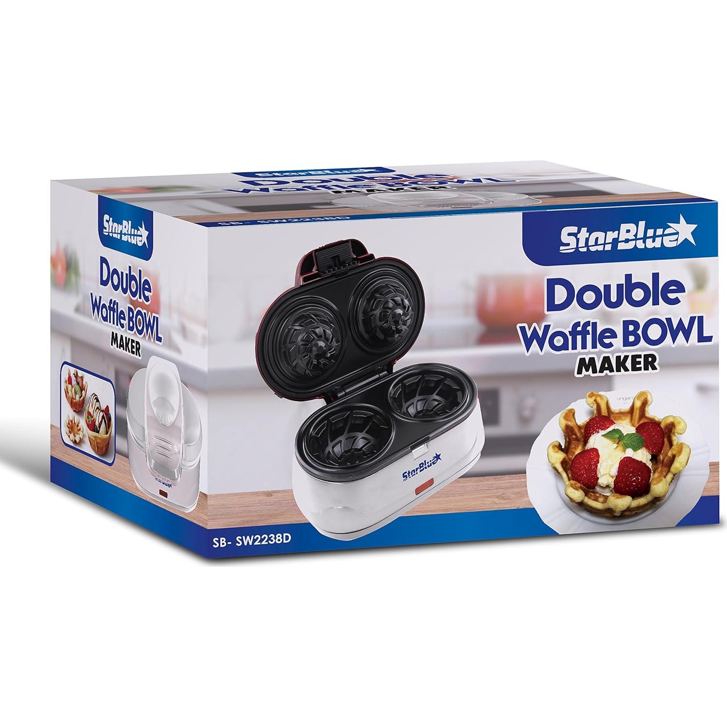 Hacedor de Tazones de Waffle Doble StarBlue - 1200W - Blanco