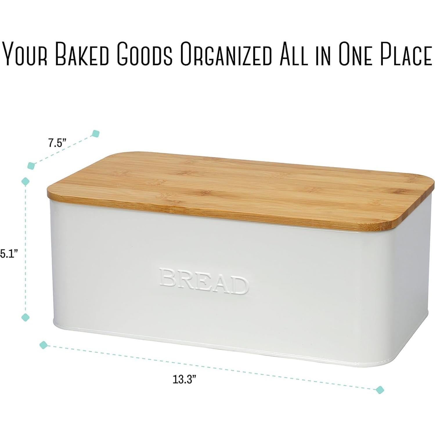 Caja de Pan Outshine Blanca con Tapa de Cortar de Bambú