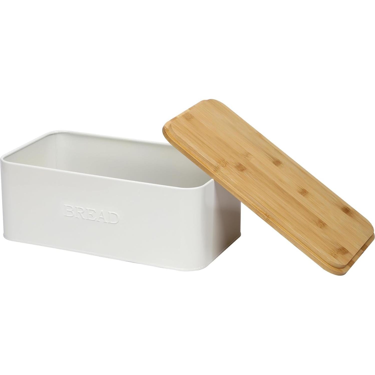 Caja de Pan Outshine Blanca con Tapa de Cortar de Bambú