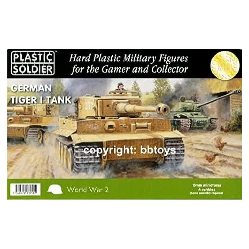 Tanque Tiger I 15mm Soldado de Plástico WWII con Figuras
