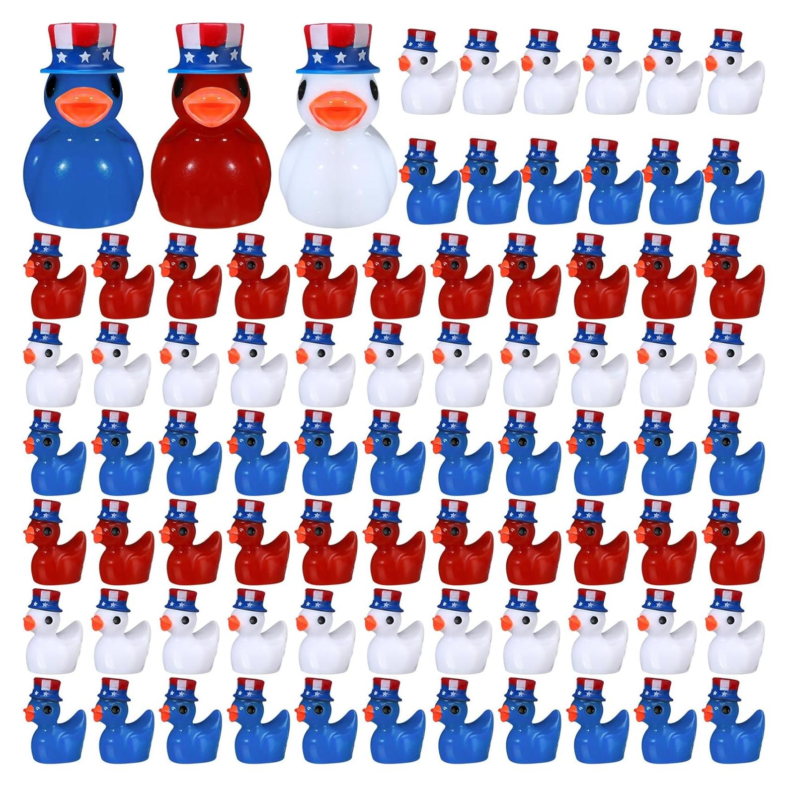 100 Mini Patos de Resina Patrióticos Memorywuu 9x9 cm