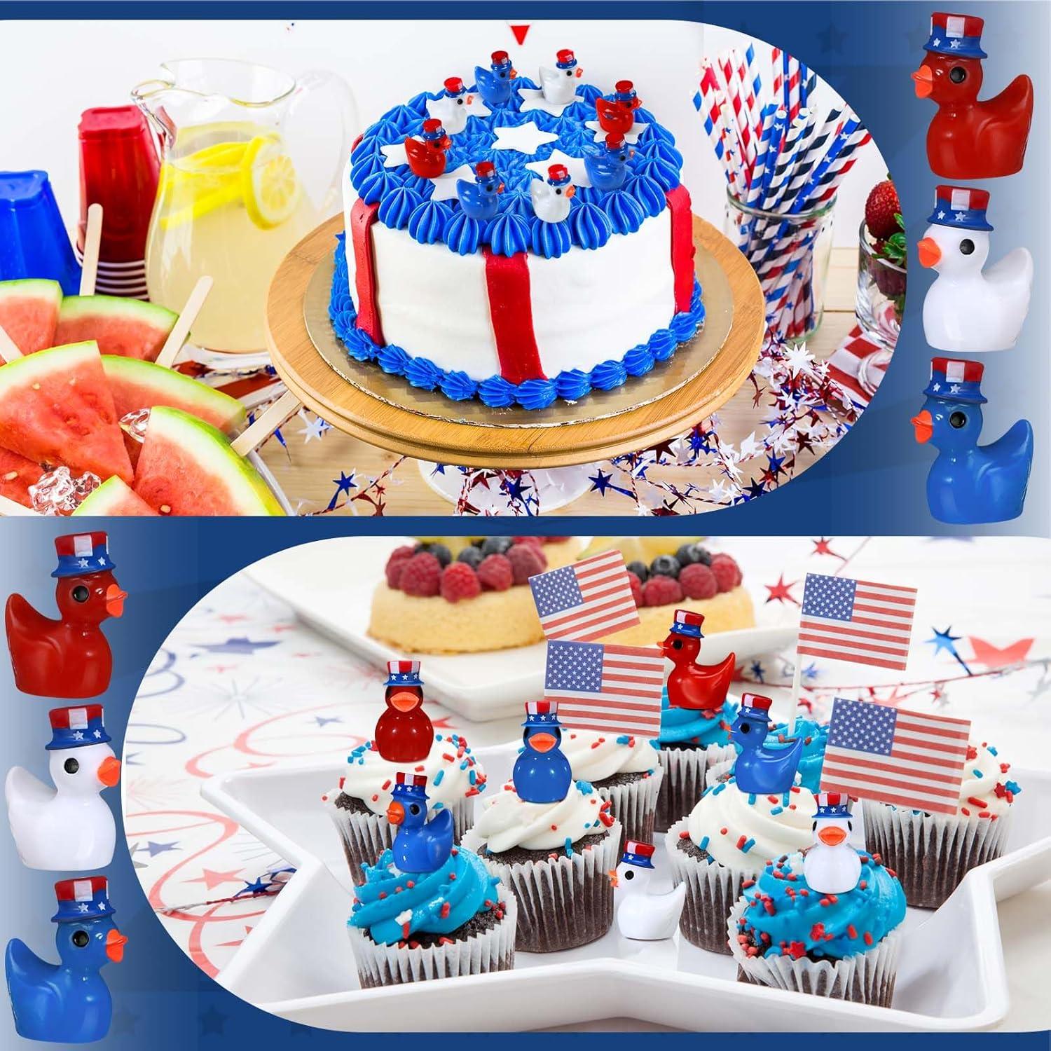 100 Mini Patos de Resina Patrióticos Memorywuu 9x9 cm