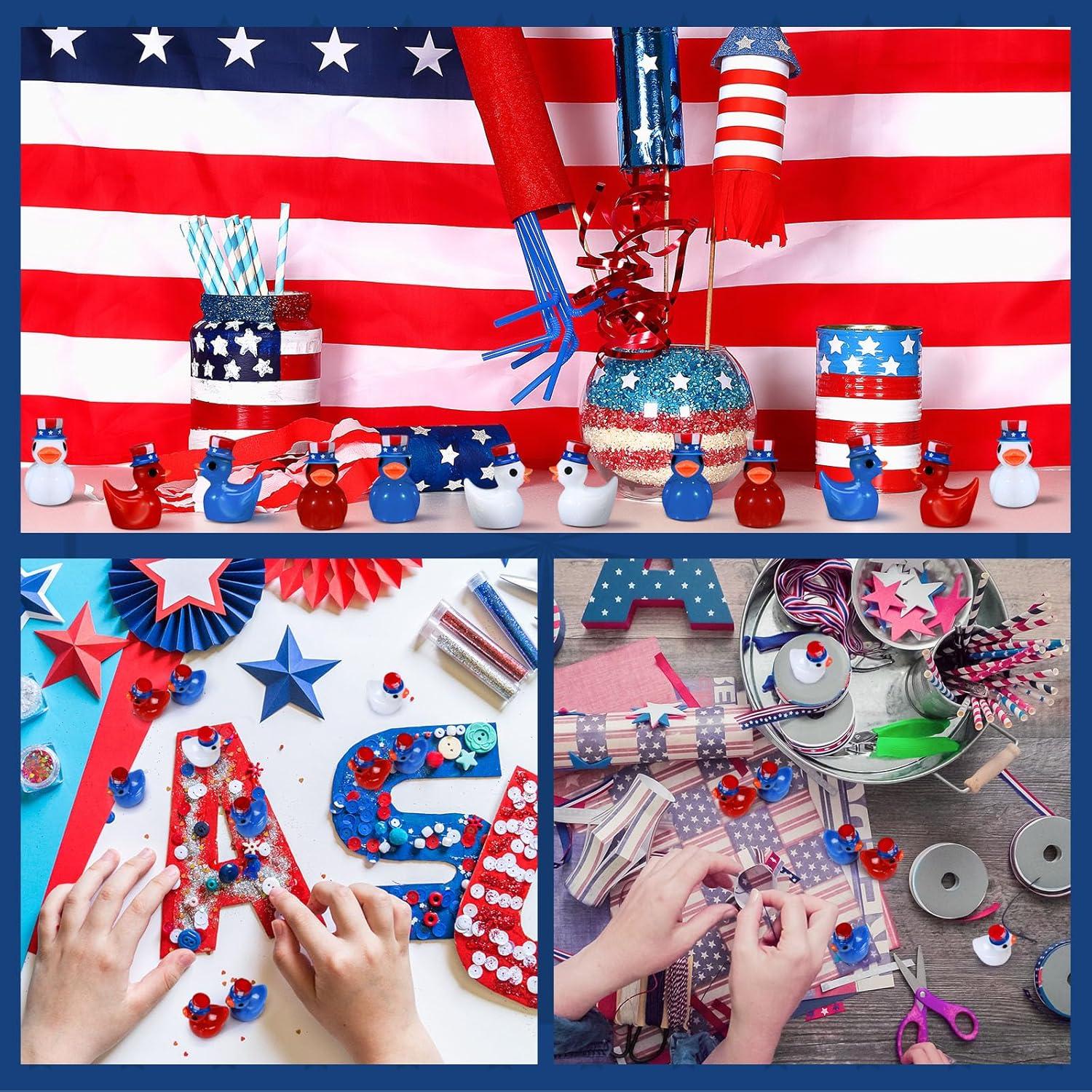 100 Mini Patos de Resina Patrióticos Memorywuu 9x9 cm