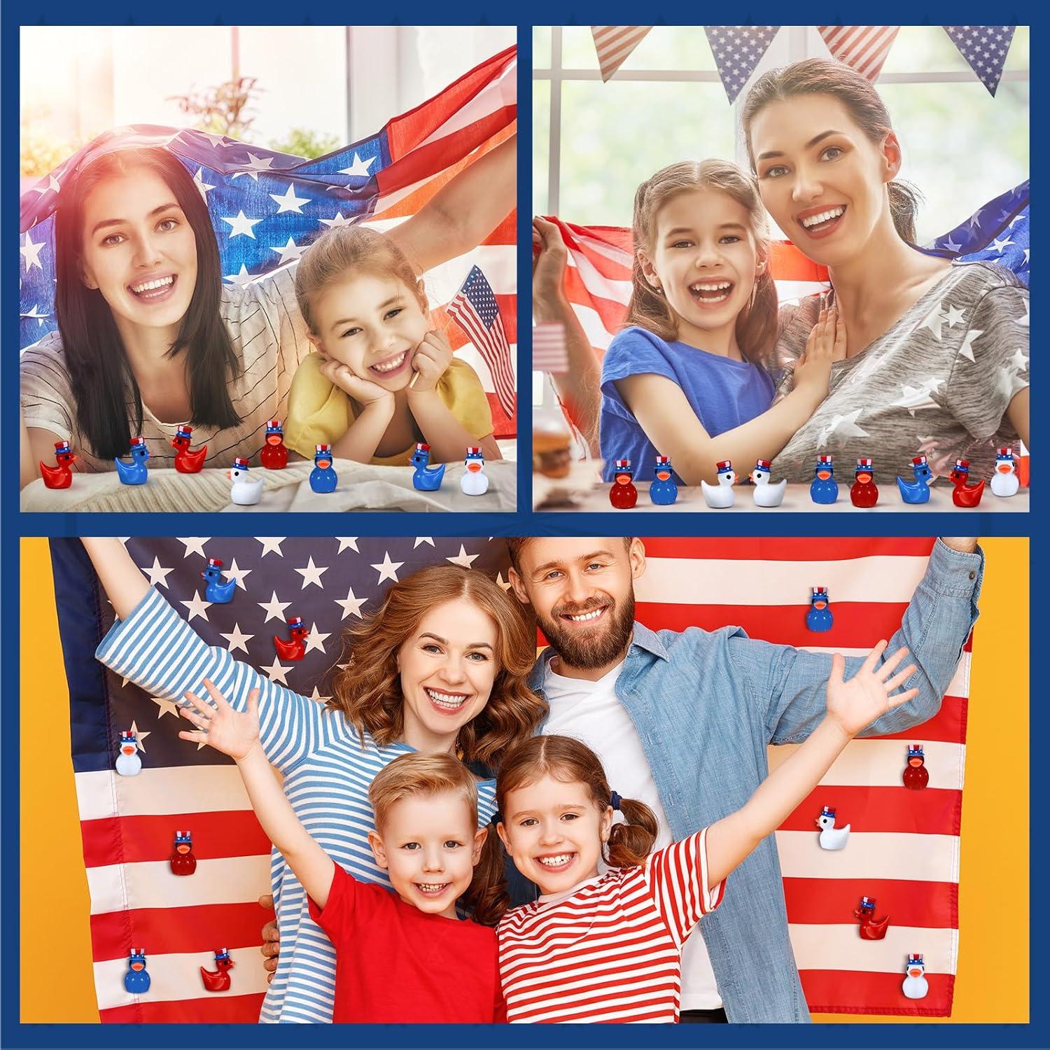 100 Mini Patos de Resina Patrióticos Memorywuu 9x9 cm