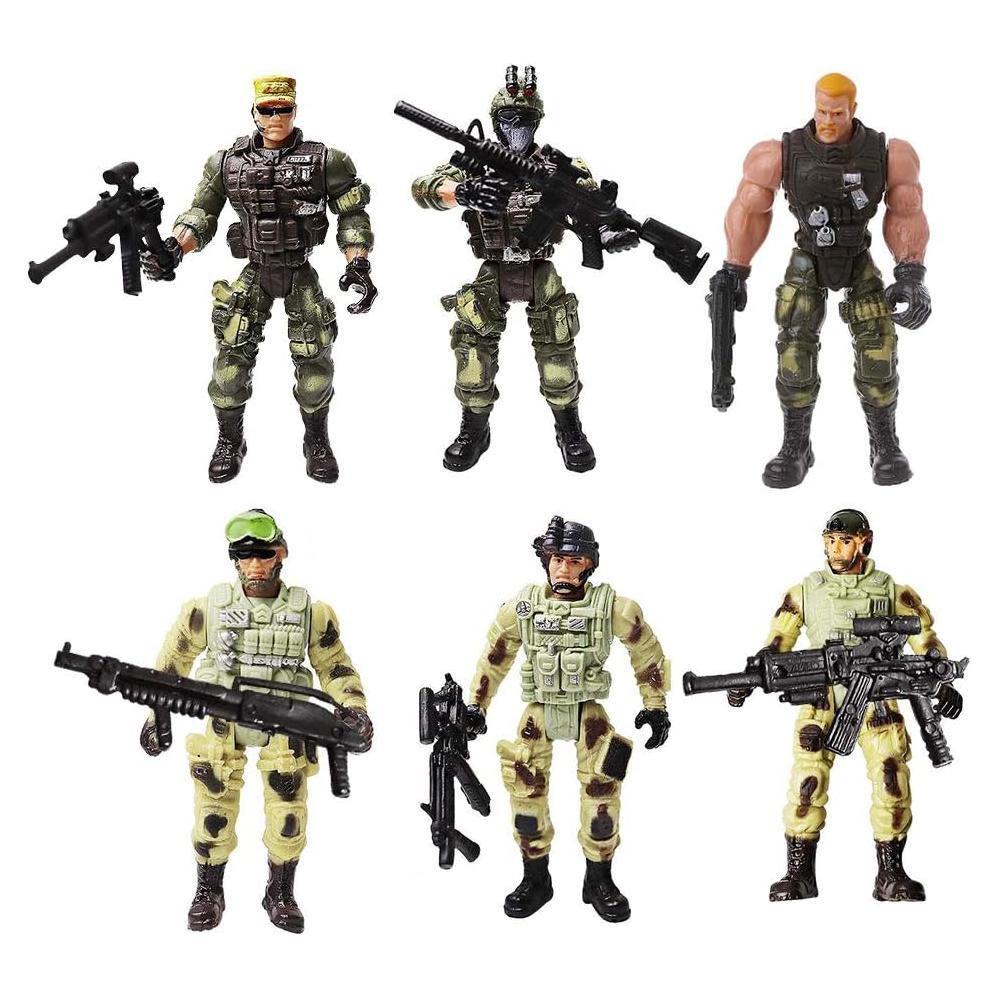 Conjunto 6 Figuras Soldados Lynkaye 10 cm Accesorios