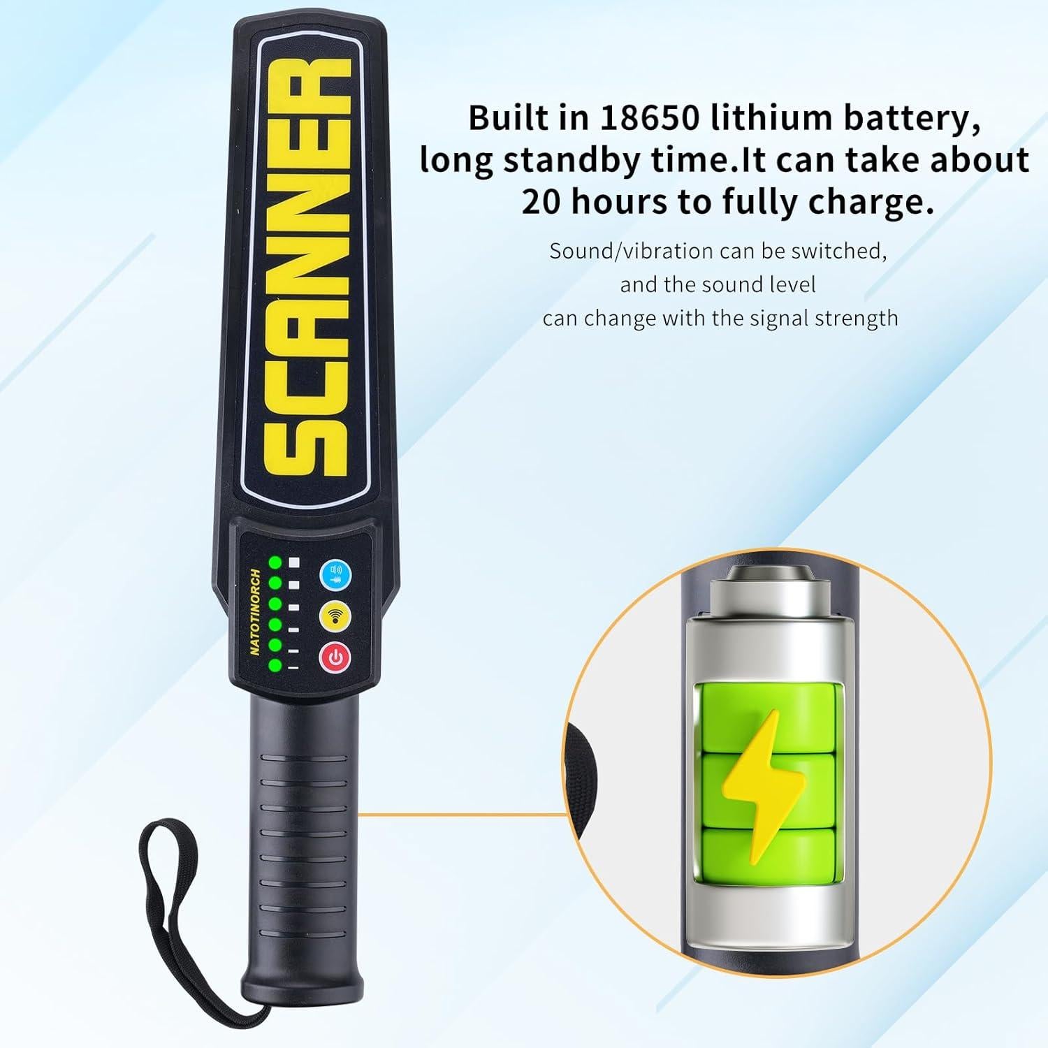 Detector de Metales de Mano Natotinorch Recargable 43cm