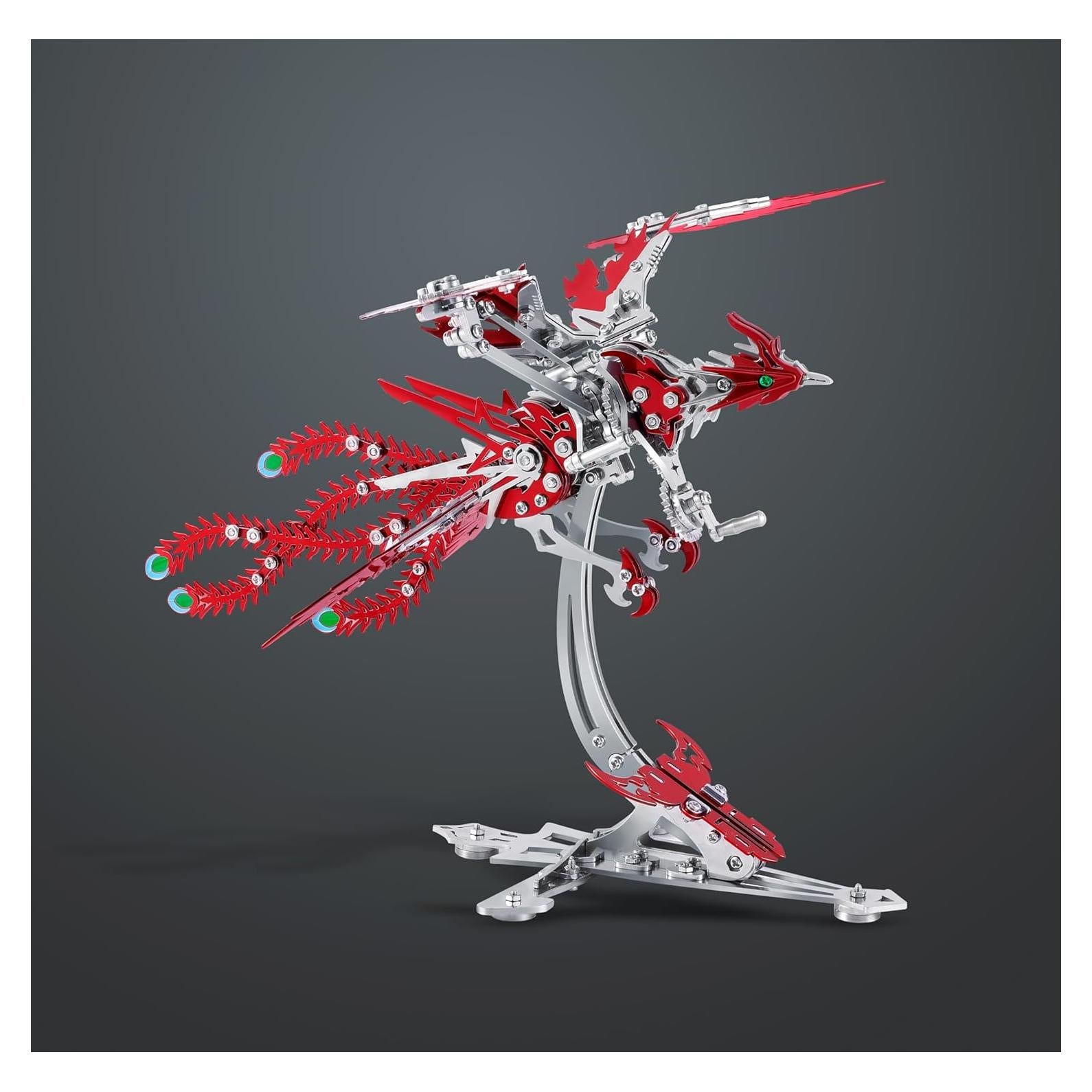 Rompecabezas 3D de Metal LONGPIN Fénix Rojo DIY 24 cm