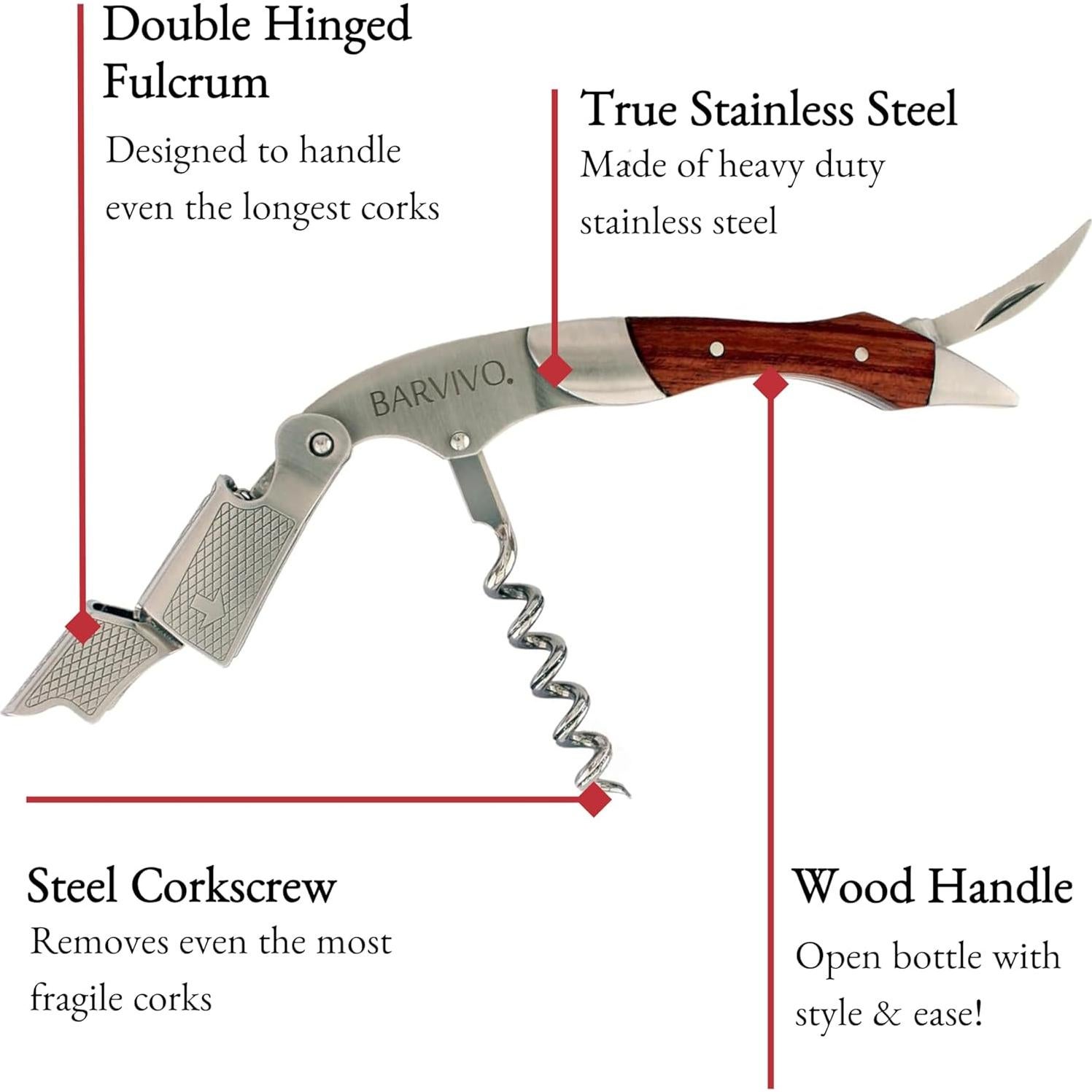 Sacacorchos Barvivo Profesional Doble Bisagra Acero Inoxidable