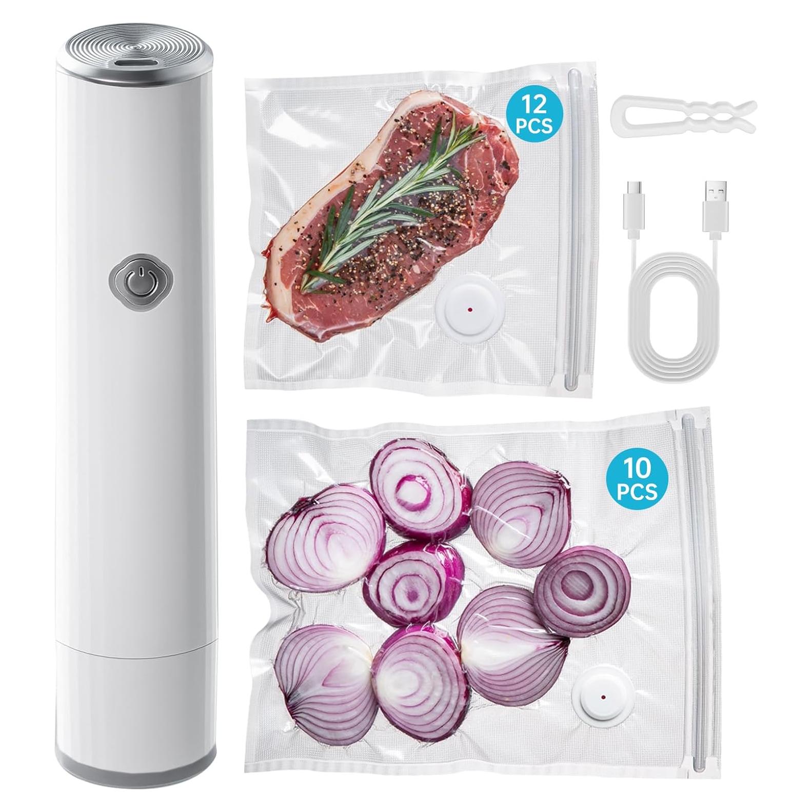 Sellador al vacío TNETCHRY portátil con 22 bolsas reutilizables