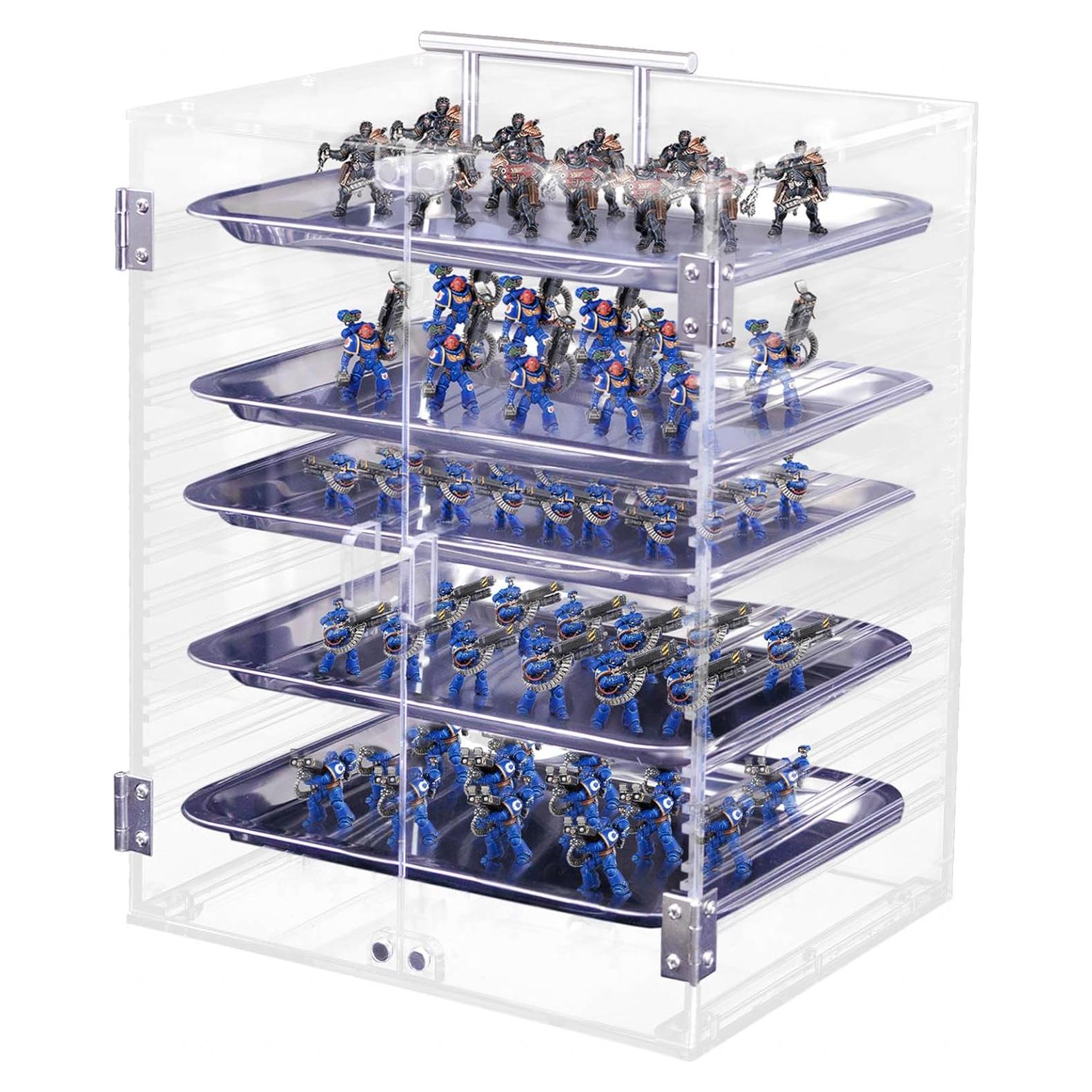 Caja de Transporte Acrílica WodGod con 6 Bandejas Metal 46x39cm