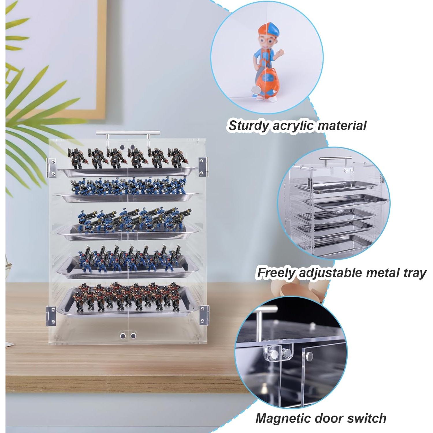 Caja de Transporte Acrílica WodGod con 6 Bandejas Metal 46x39cm