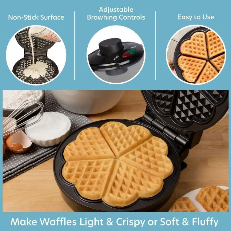 Máquina de Waffles CucinaPro 5 Corazones Antiadherente