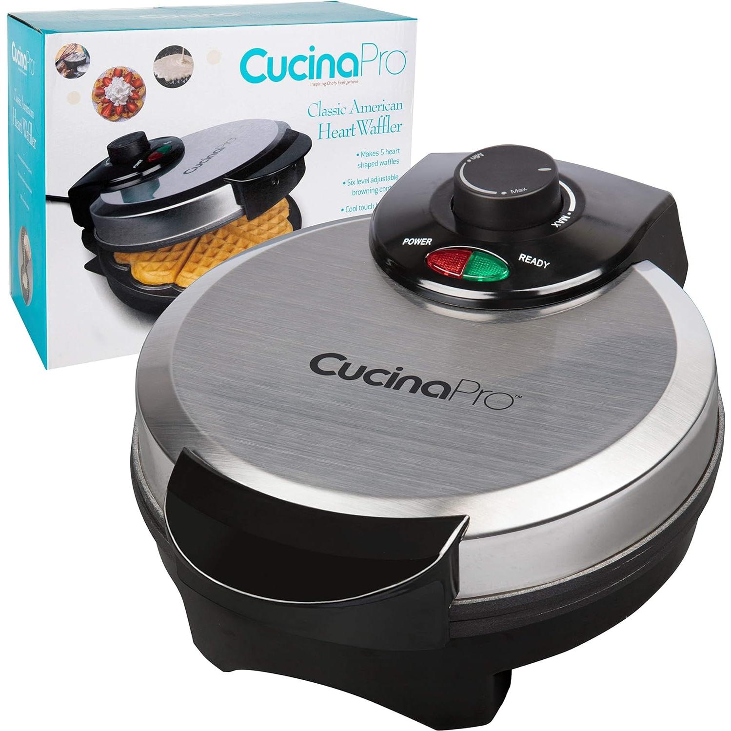 Máquina de Waffles CucinaPro 5 Corazones Antiadherente
