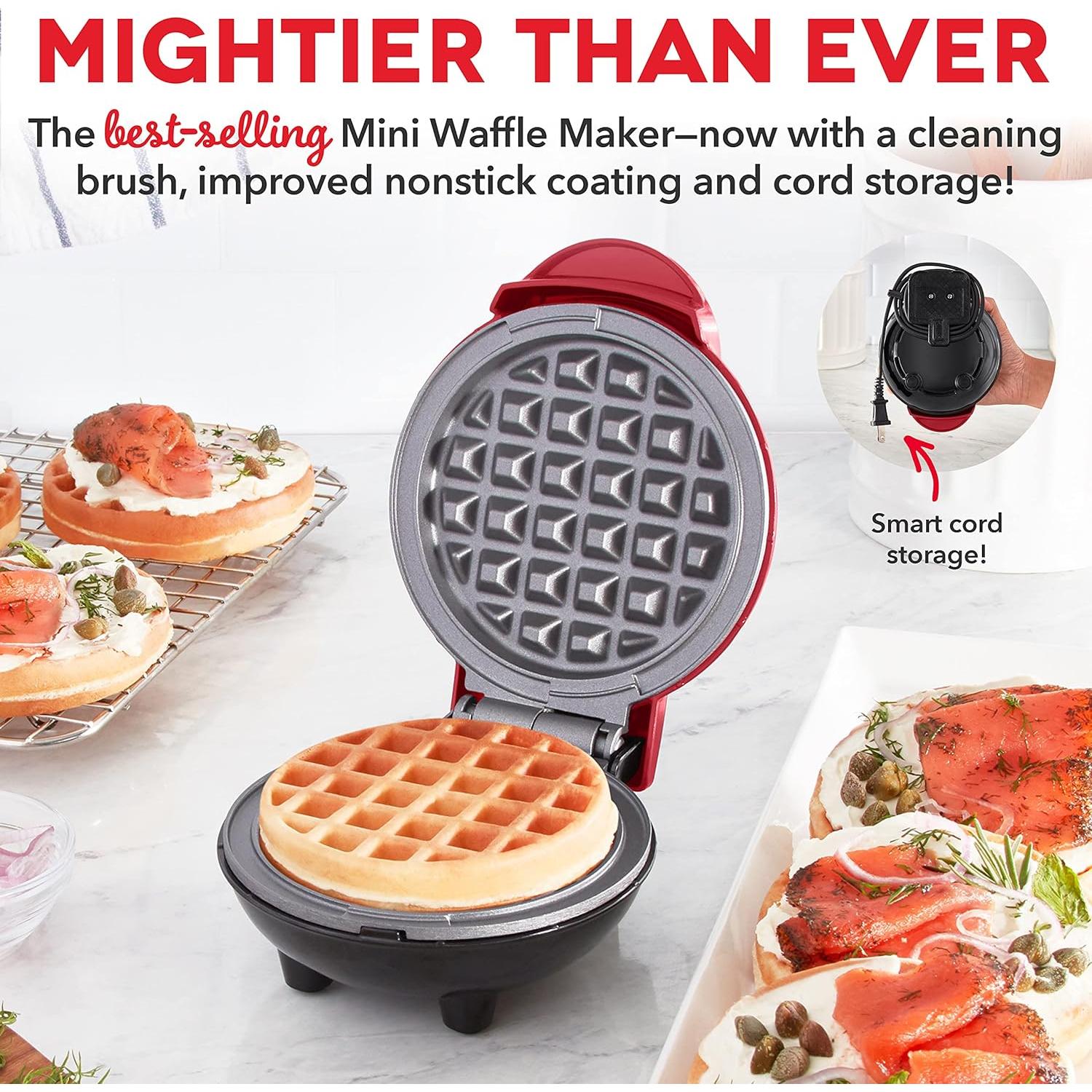 Mini Waffle Maker DASH Deluxe 10 cm Antiadherente Rojo