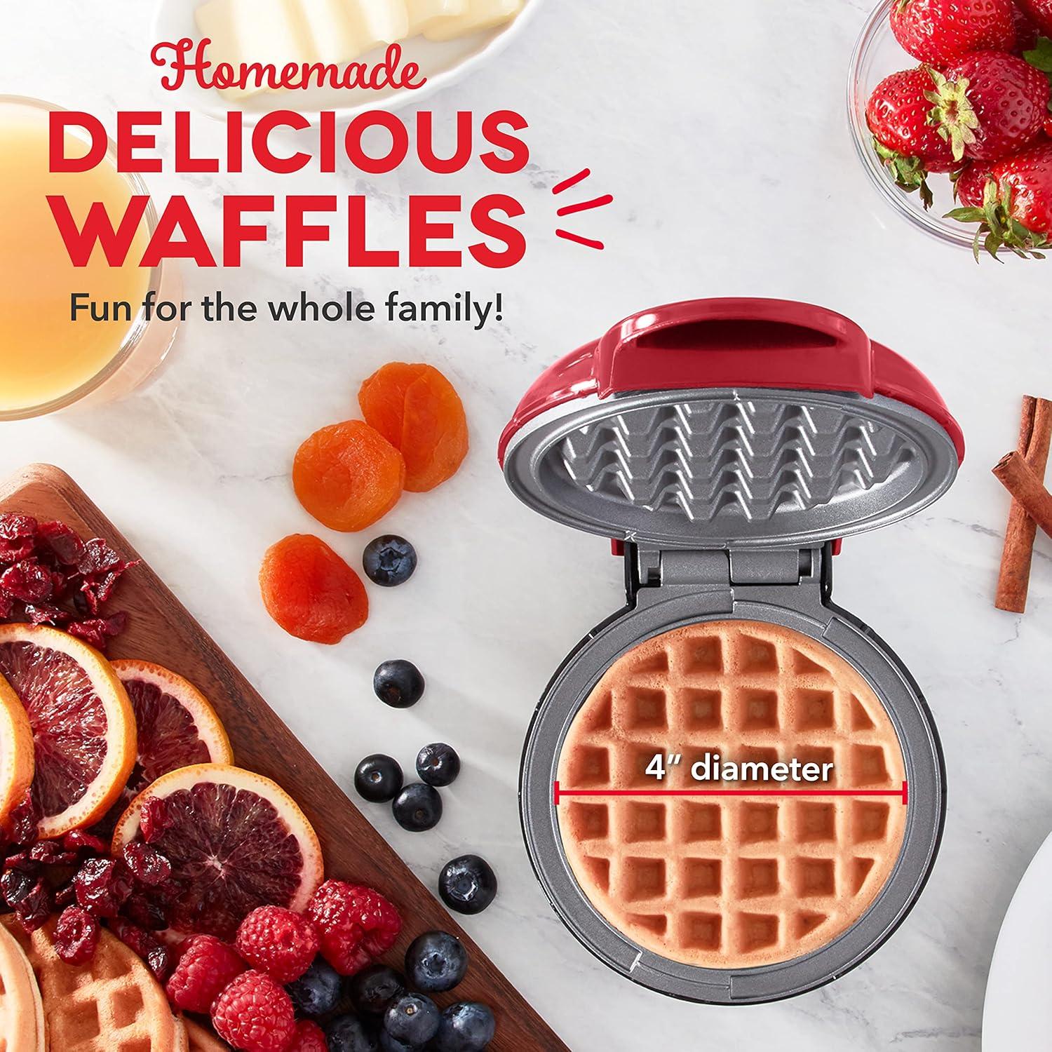 Mini Waffle Maker DASH Deluxe 10 cm Antiadherente Rojo