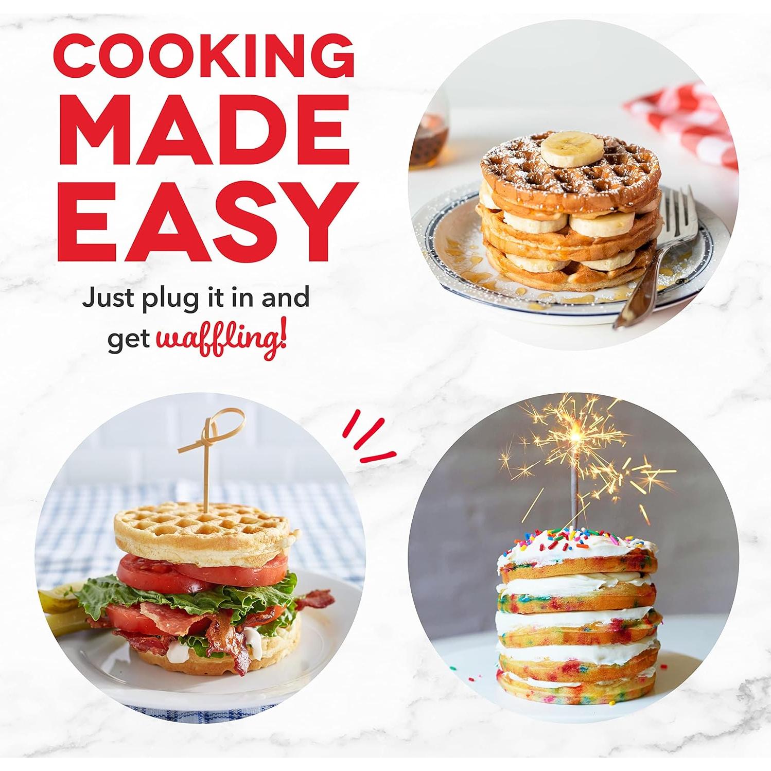 Mini Waffle Maker DASH Deluxe 10 cm Antiadherente Rojo