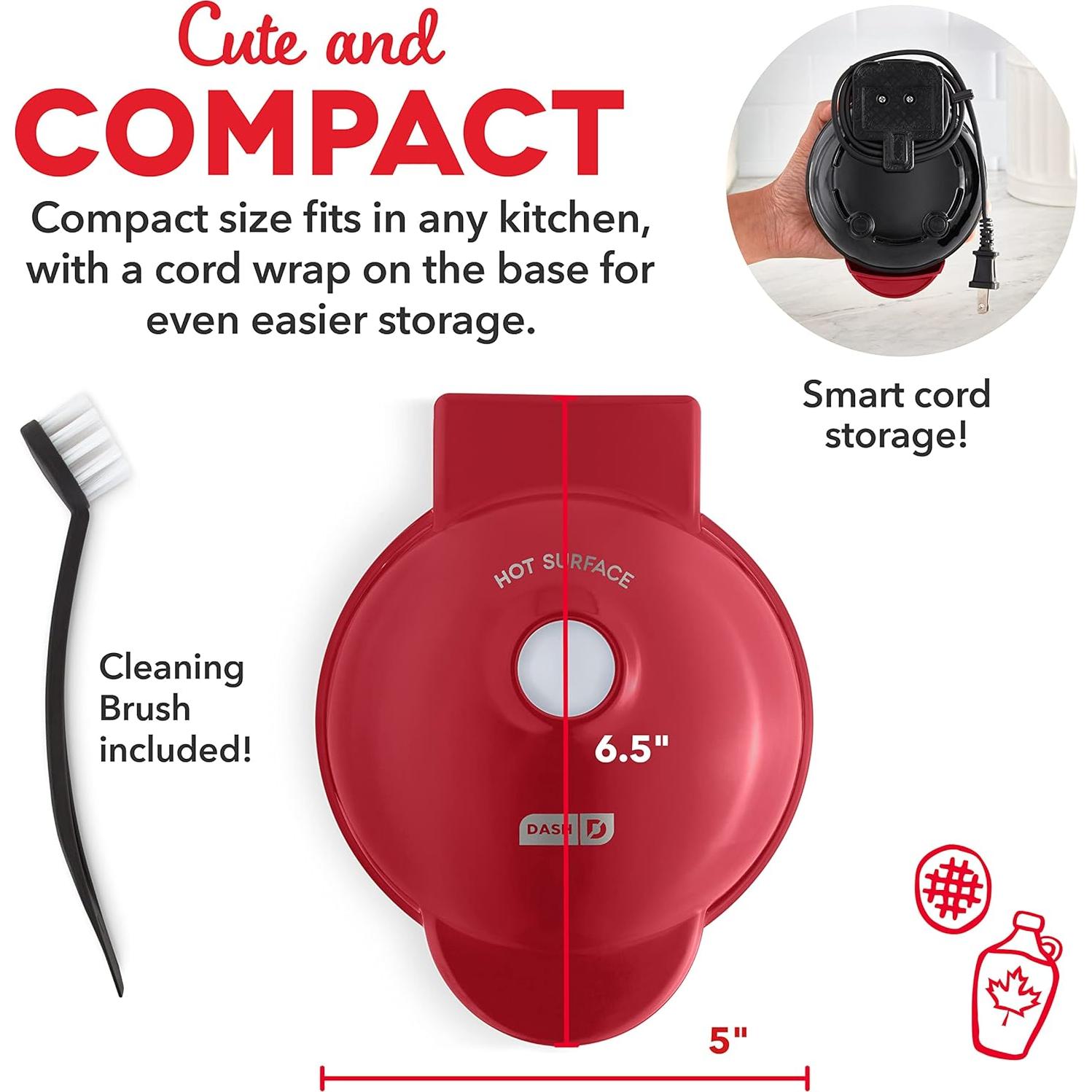 Mini Waffle Maker DASH Deluxe 10 cm Antiadherente Rojo