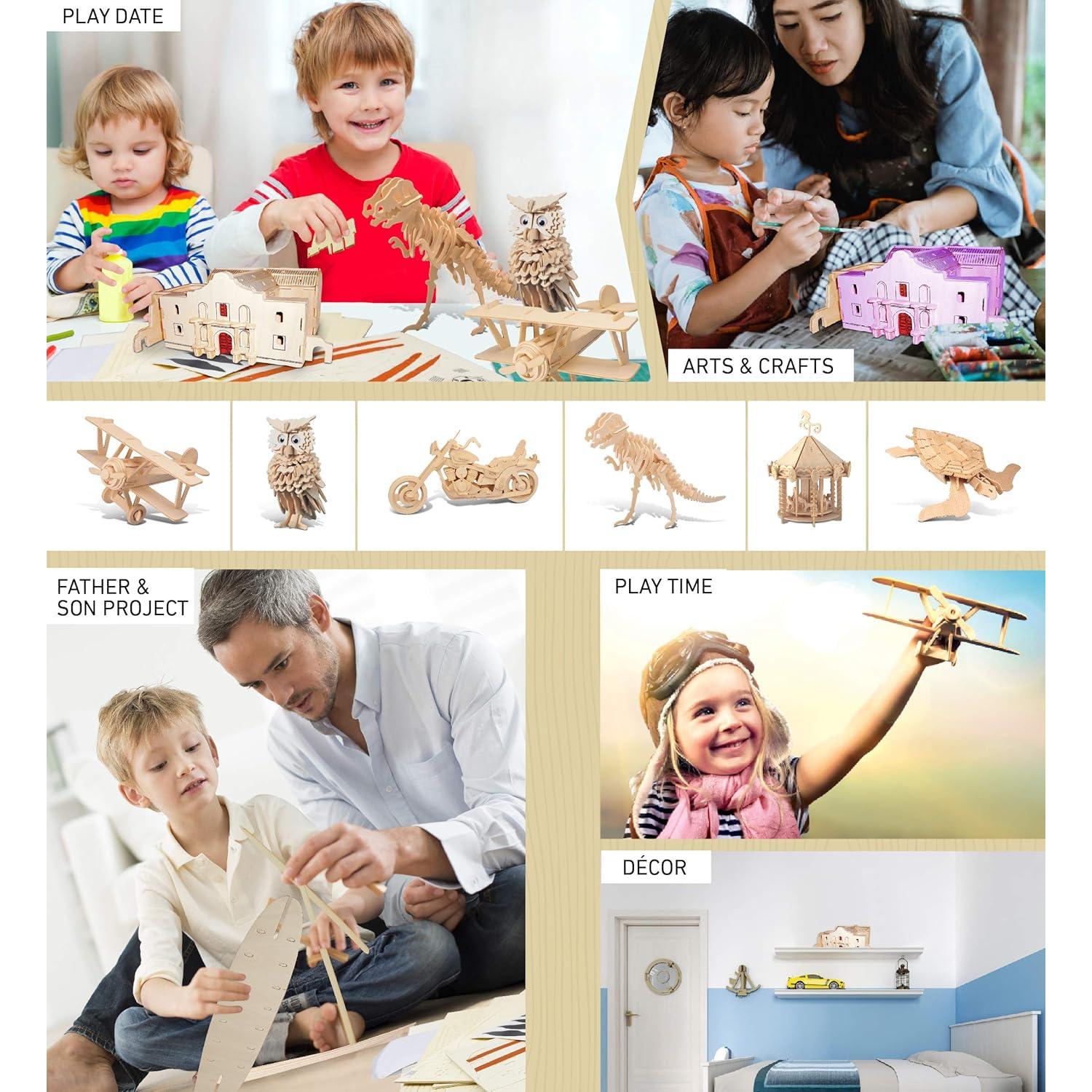 Kit de Rompecabezas 3D de Madera Puzzled El Alamo - 57 Piezas