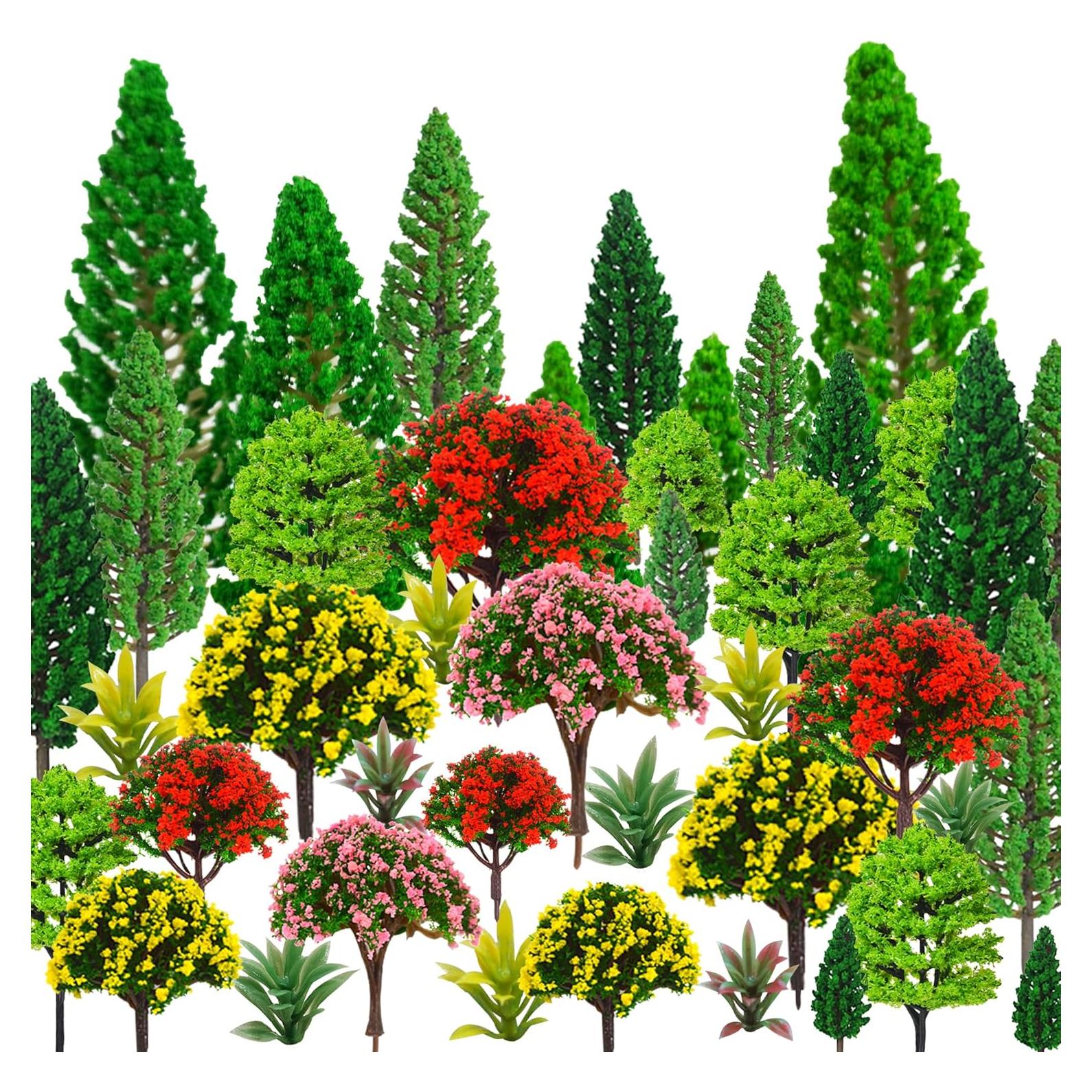 MOMOONNON 32pcs Árboles Modelo 2.79-12.95cm Decoración