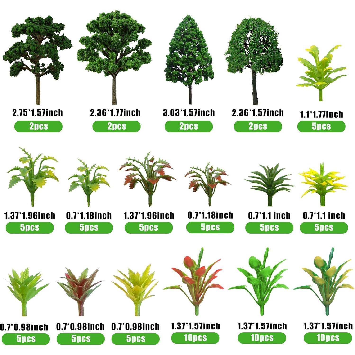 88 Piezas Árboles Miniatura Verde Natural MOMOONNON