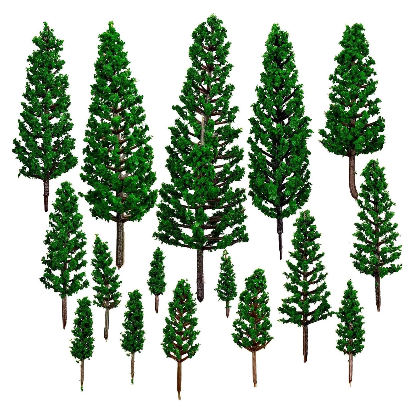 16 Mini Árboles de Pino Verde Natural JLNGTHONG para Diorama