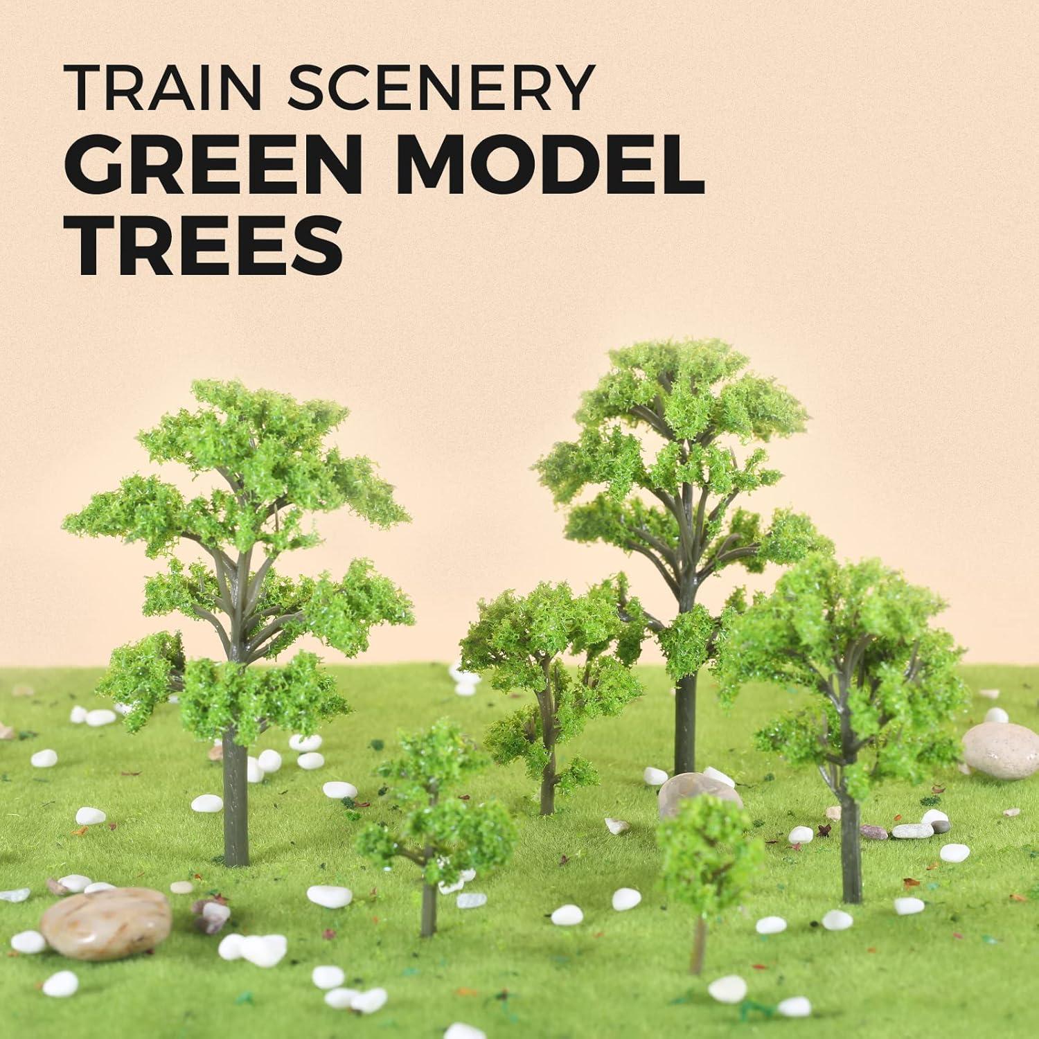 Yetaha 20 Árboles Modelo Miniatura Verde para Jardín y Ferrocarril