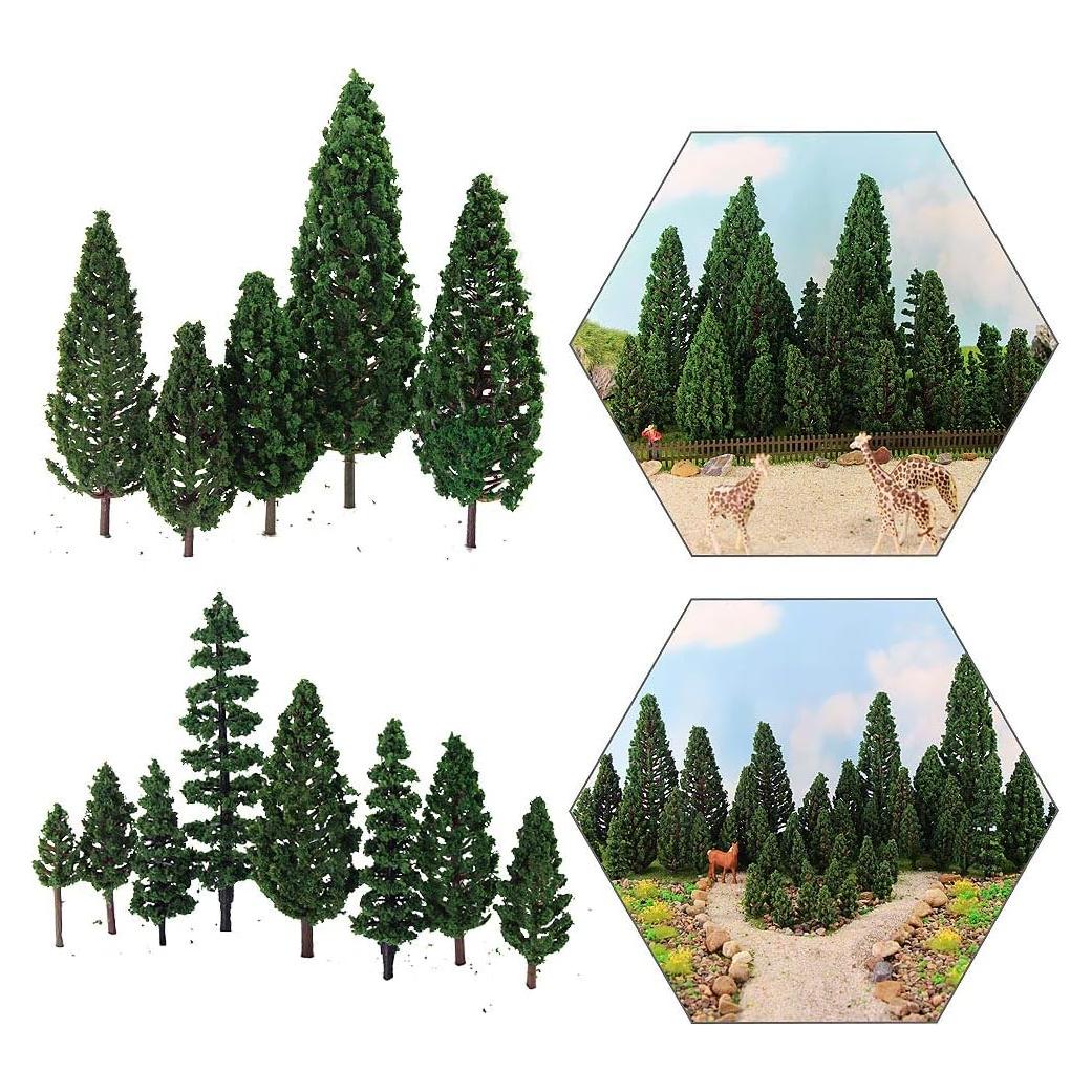 52 Árboles de Pino Verde Plástico para Diorama HO Evemodel