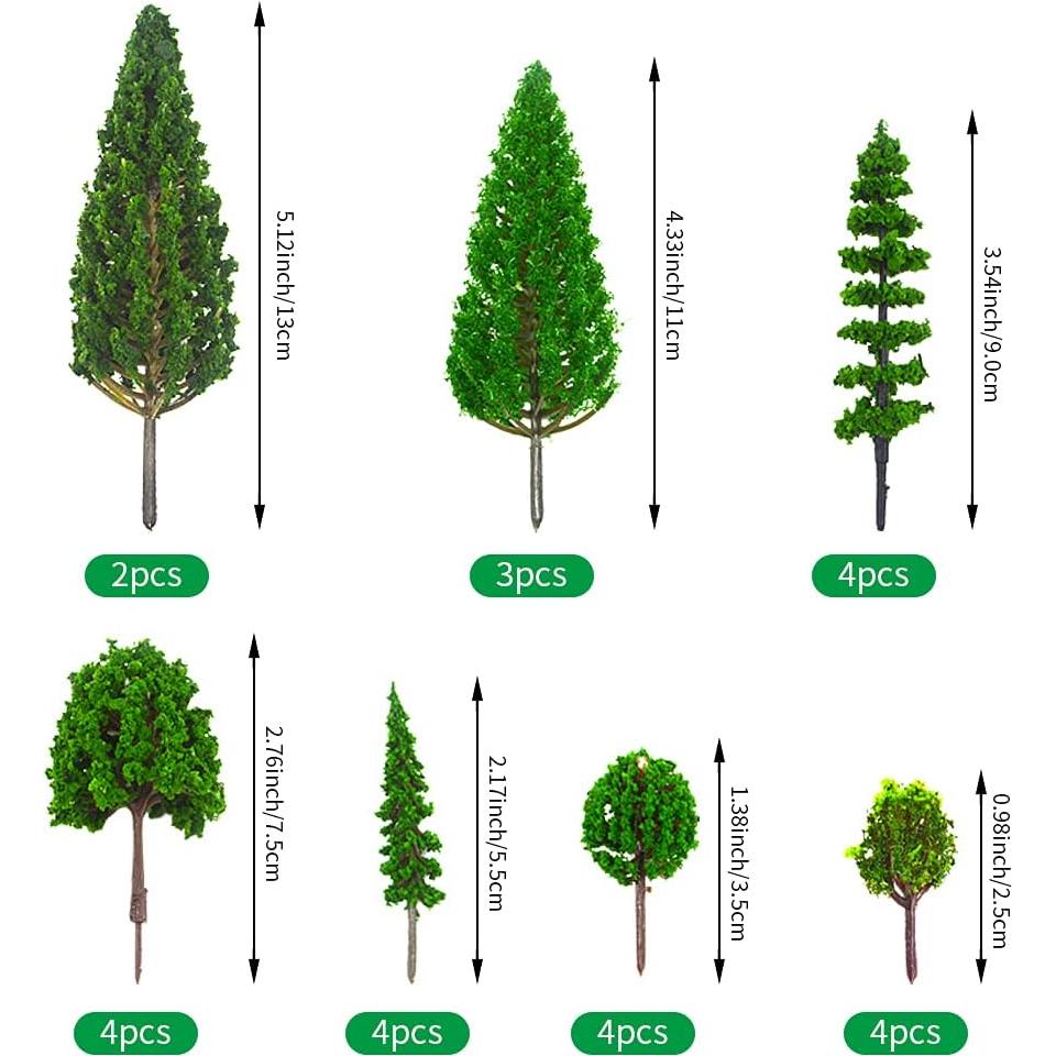 25 Árboles Miniatura Mixtos MOMOONNON para Diorama 2.5-13 cm