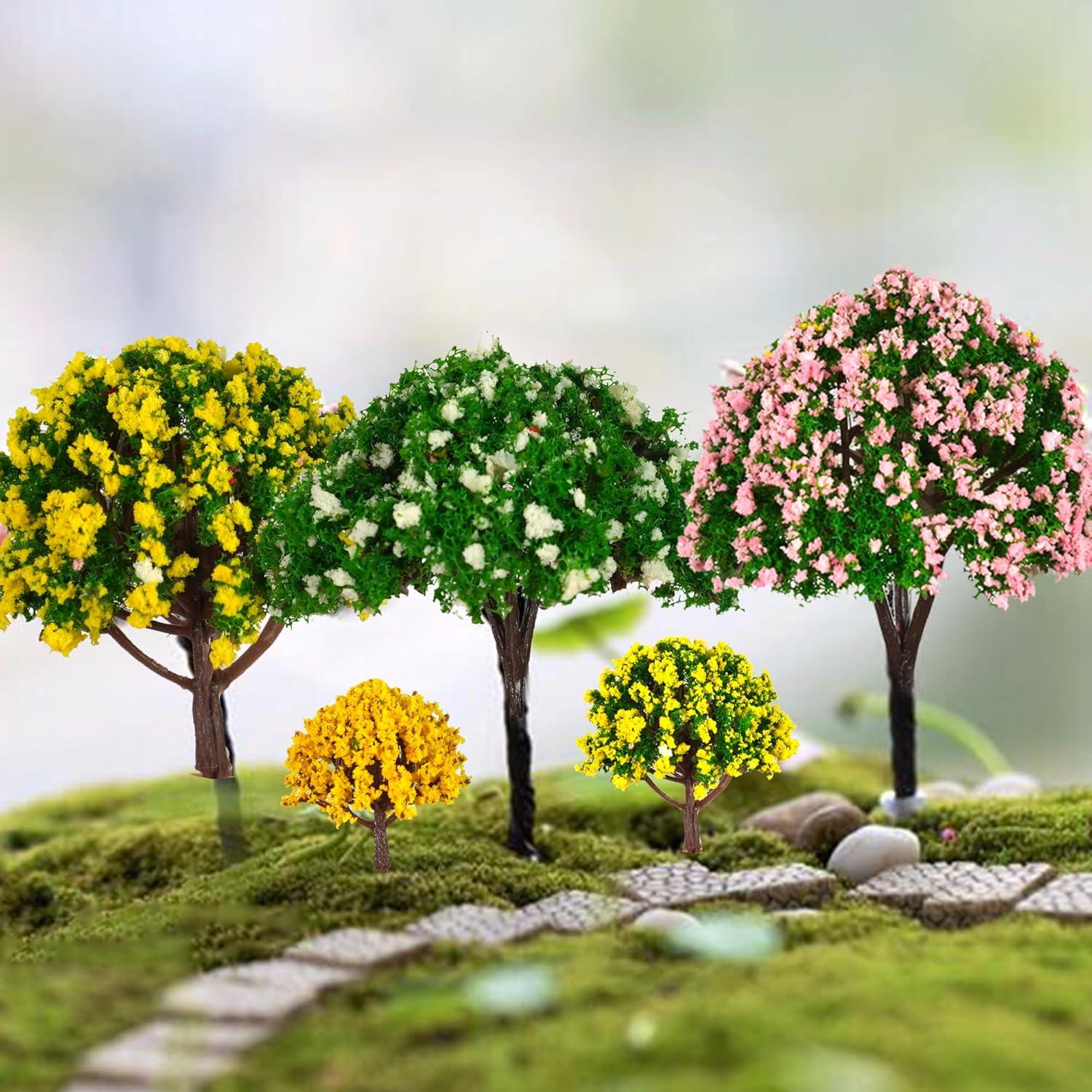 Conjunto de 32 Árboles Falsos MOMOONNON 3.5-10cm Verde