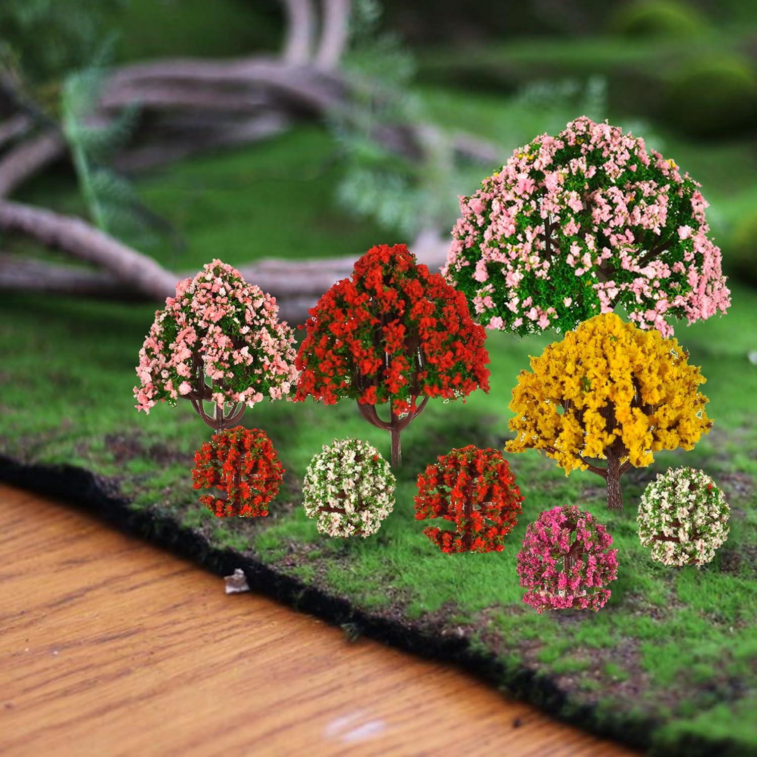 Conjunto de 32 Árboles Falsos MOMOONNON 3.5-10cm Verde