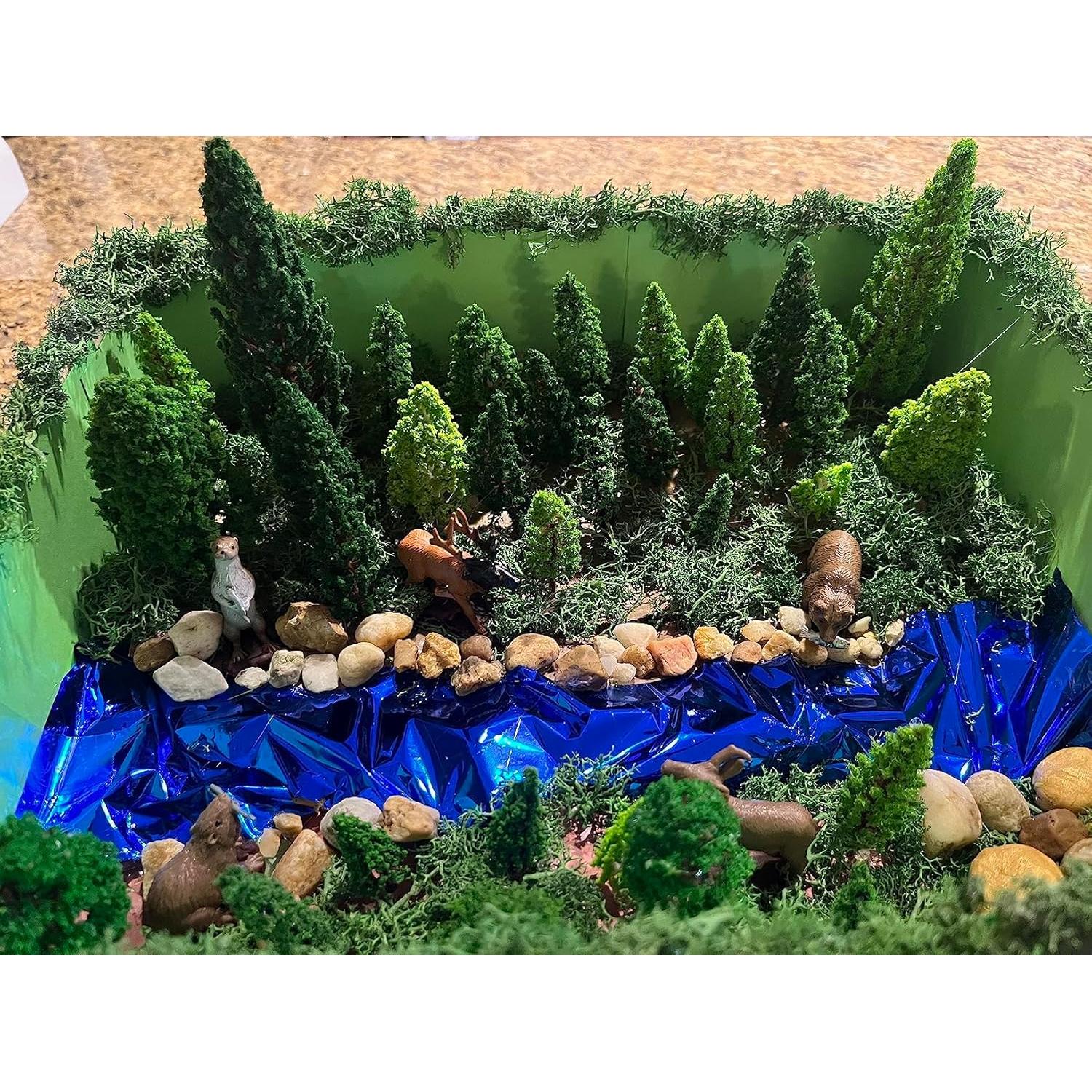 48pcs Árboles y Figuras de Animales para Escenografía de Trenes